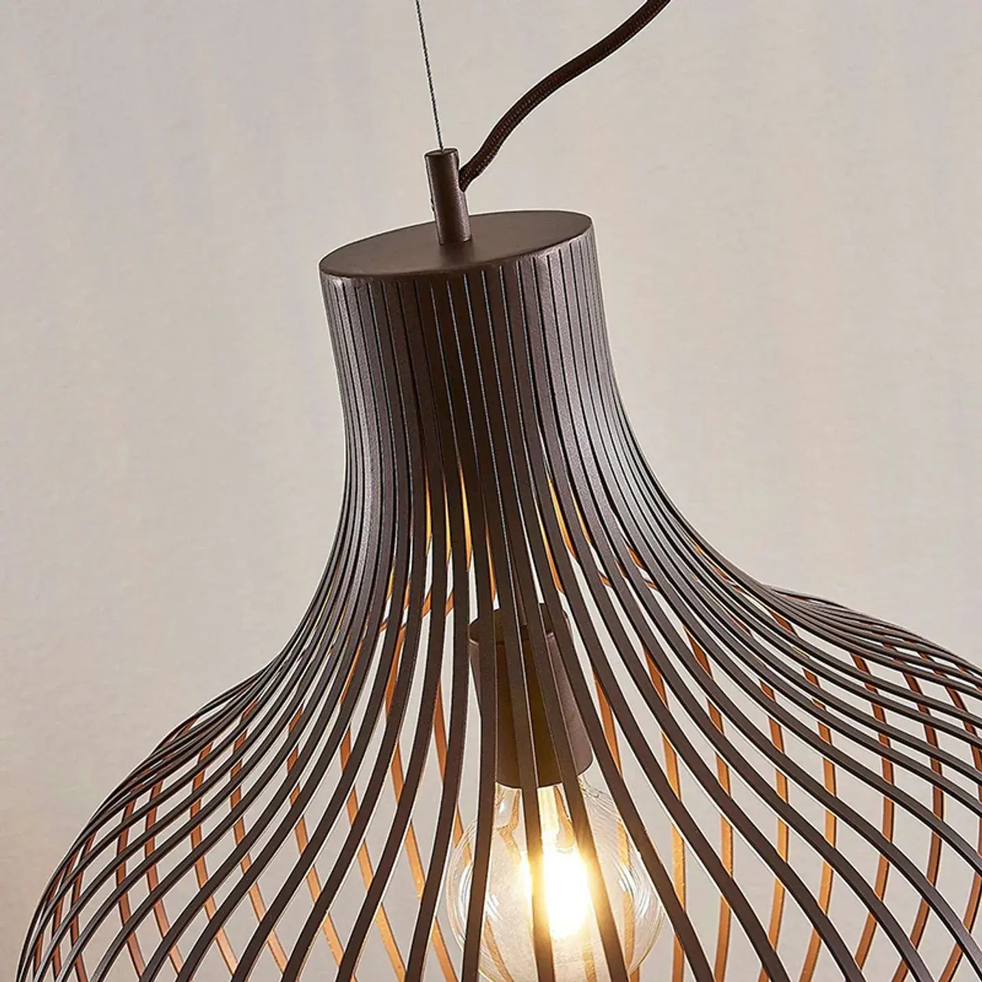 B-Ware Lindby Frances Hängeleuchte Hängeleuchte Lampe Leuchte Braun 1 Fl. ø 48 Cm E27