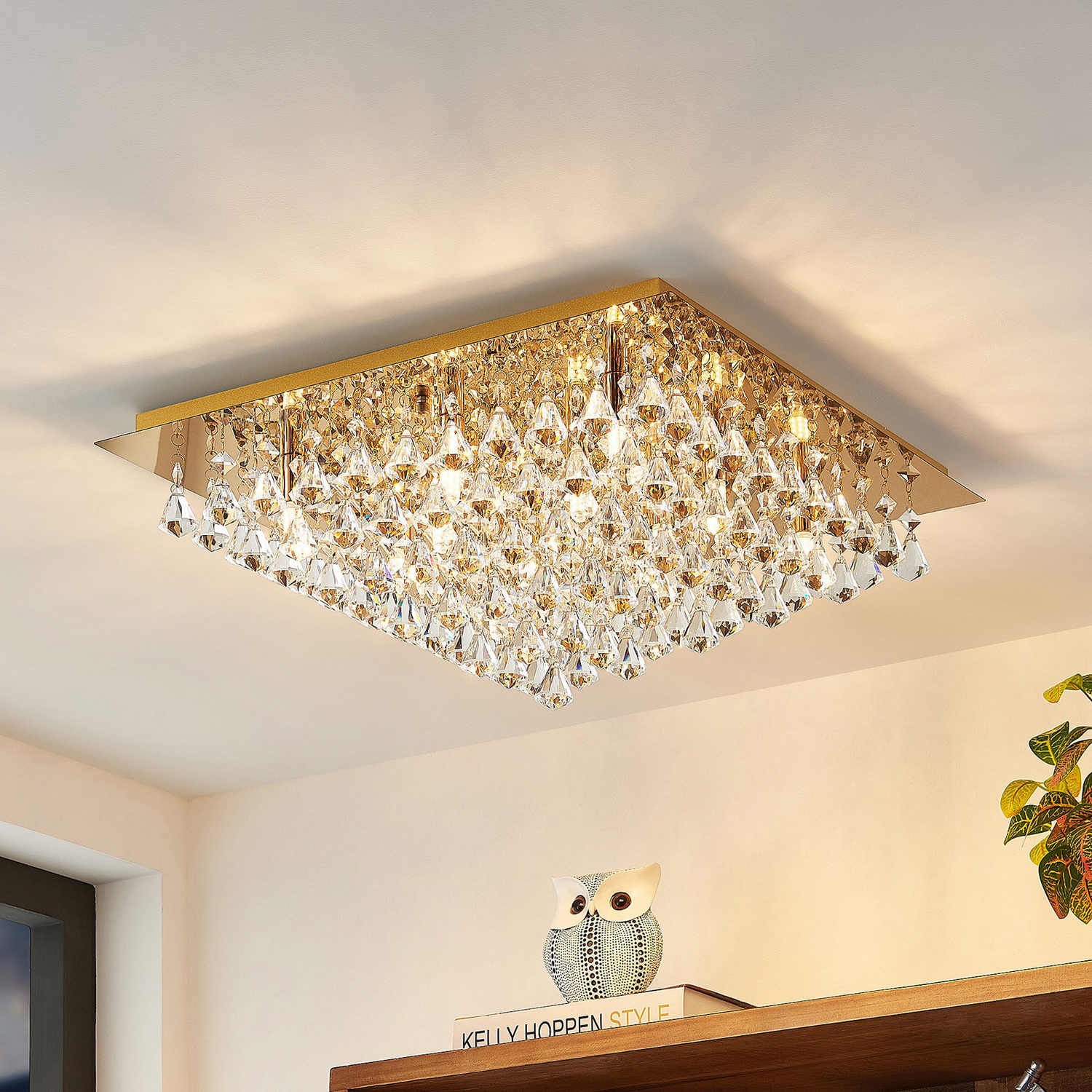 B-Ware Lindby Rimedia Kristall Deckenleuchte Deckenstrahler Gold 55 Cm Lampe Leuchte
