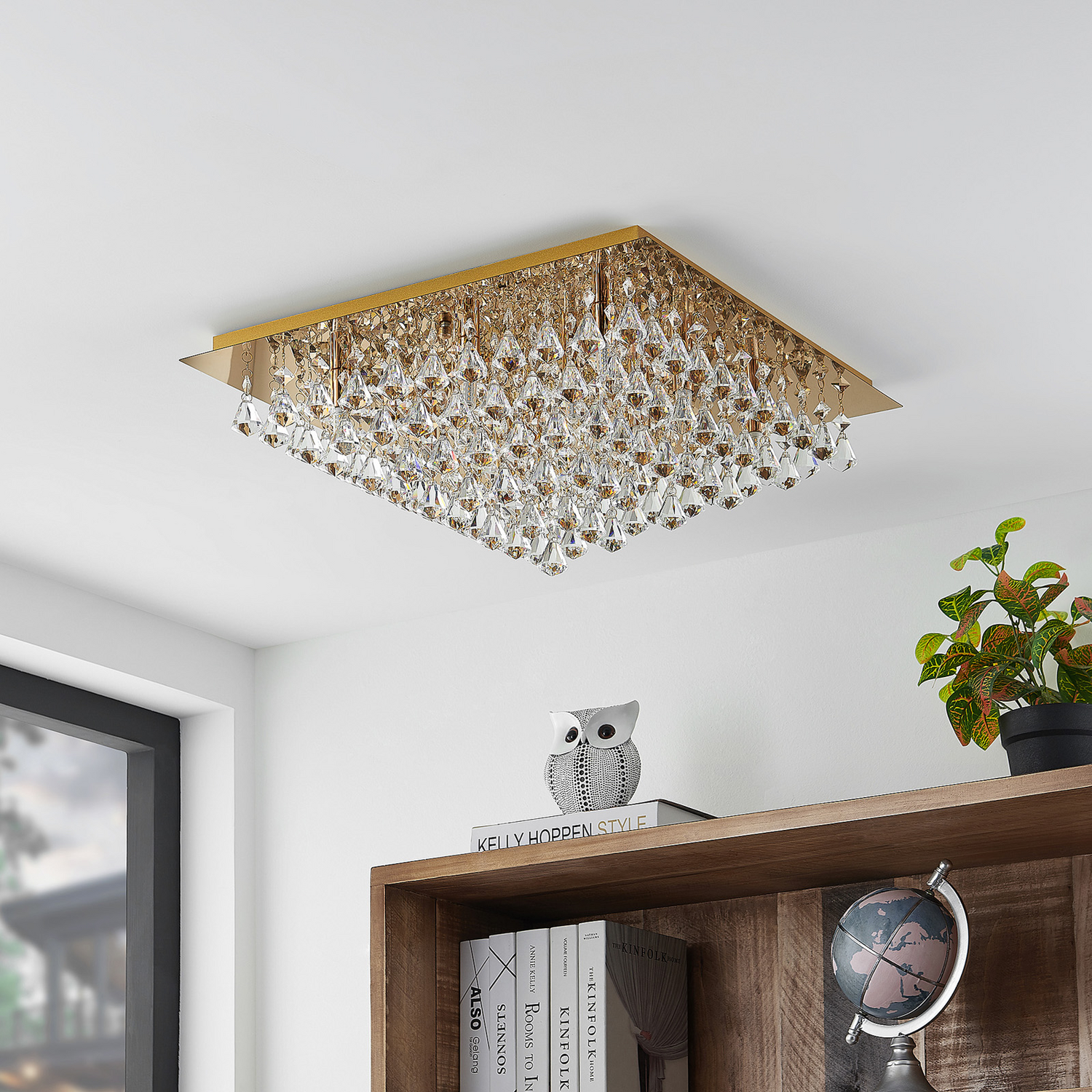 B-Ware Lindby Rimedia Kristall Deckenleuchte Deckenstrahler Gold 55 Cm Lampe Leuchte