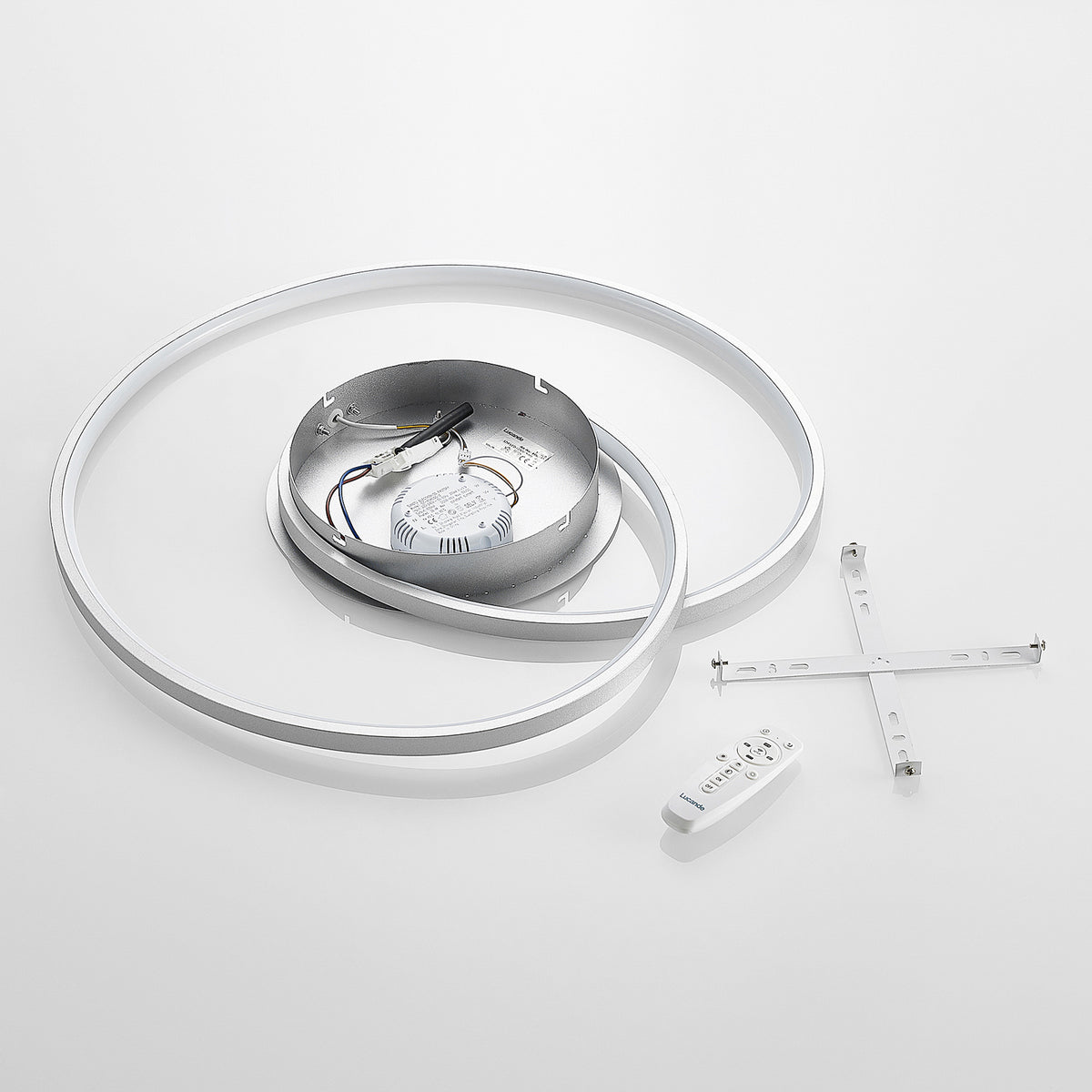 Lucande Deckenleuchte Deckenlampe LED Enesa Silber rund Fernbedienung dimmbar299 - 4251096596564