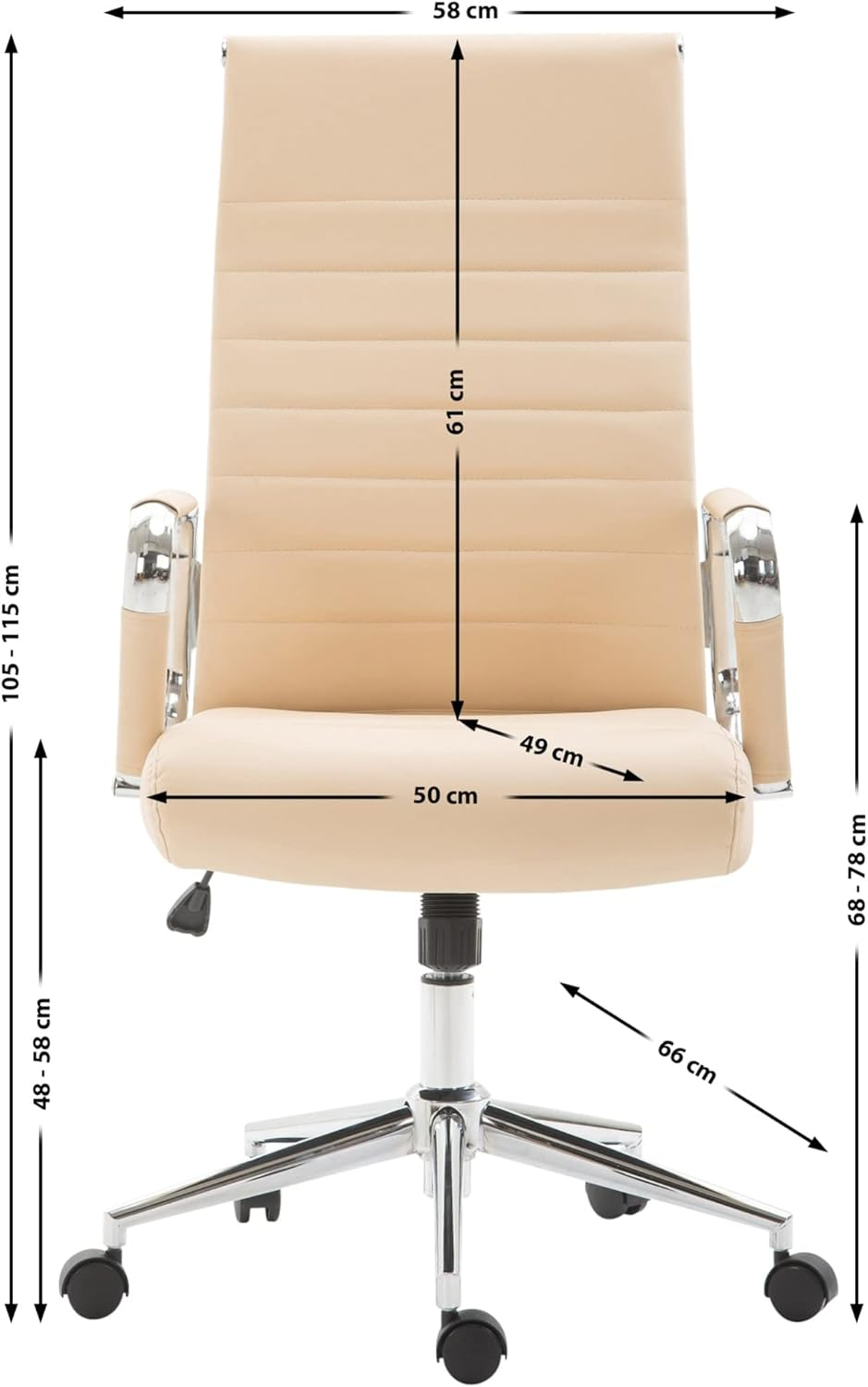 Clp Bürostuhl Kolumbus Drehstuhl Schreibtischstuhl Kunstleder Verstellbar Creme B-Ware - 4251380413959