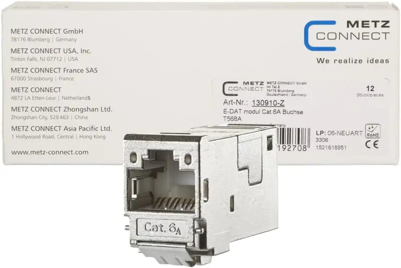 Metz Connect E Dat Modul Netzwerkdose Cat.6 A Buchse 8(8) Set 12 Stück B-Ware - 4251394606088