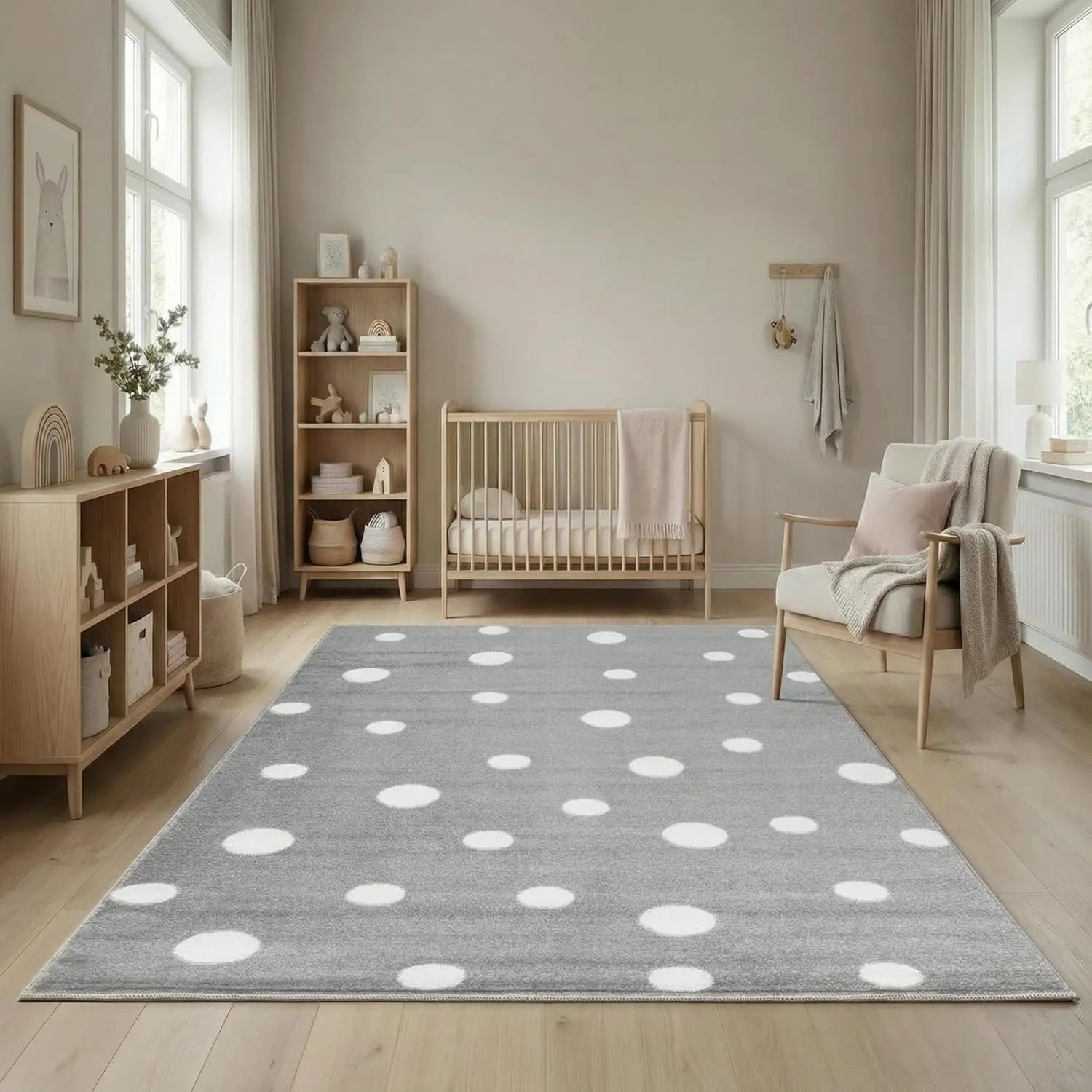 B-Ware Jimri Kinderteppich Spielteppich Kinderzimmer Jugendzimmer Dots Grau 80 X 150 Cm - 4251699107211