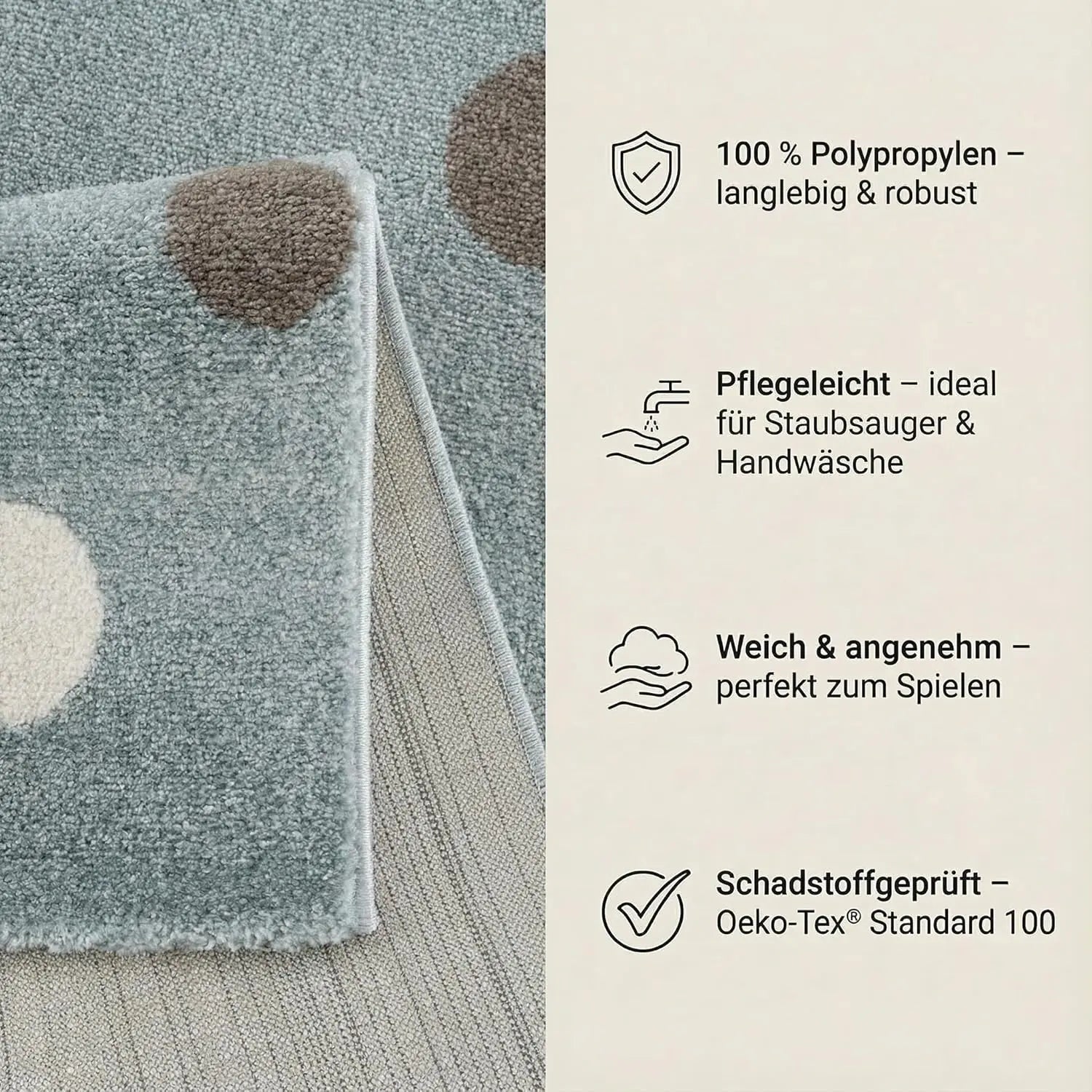 B-Ware Jimri Kinderteppich Läufer Mint Teppich Kinderzimmer Dots Punkte 80 Cm X 150 Cm - 4251699107266