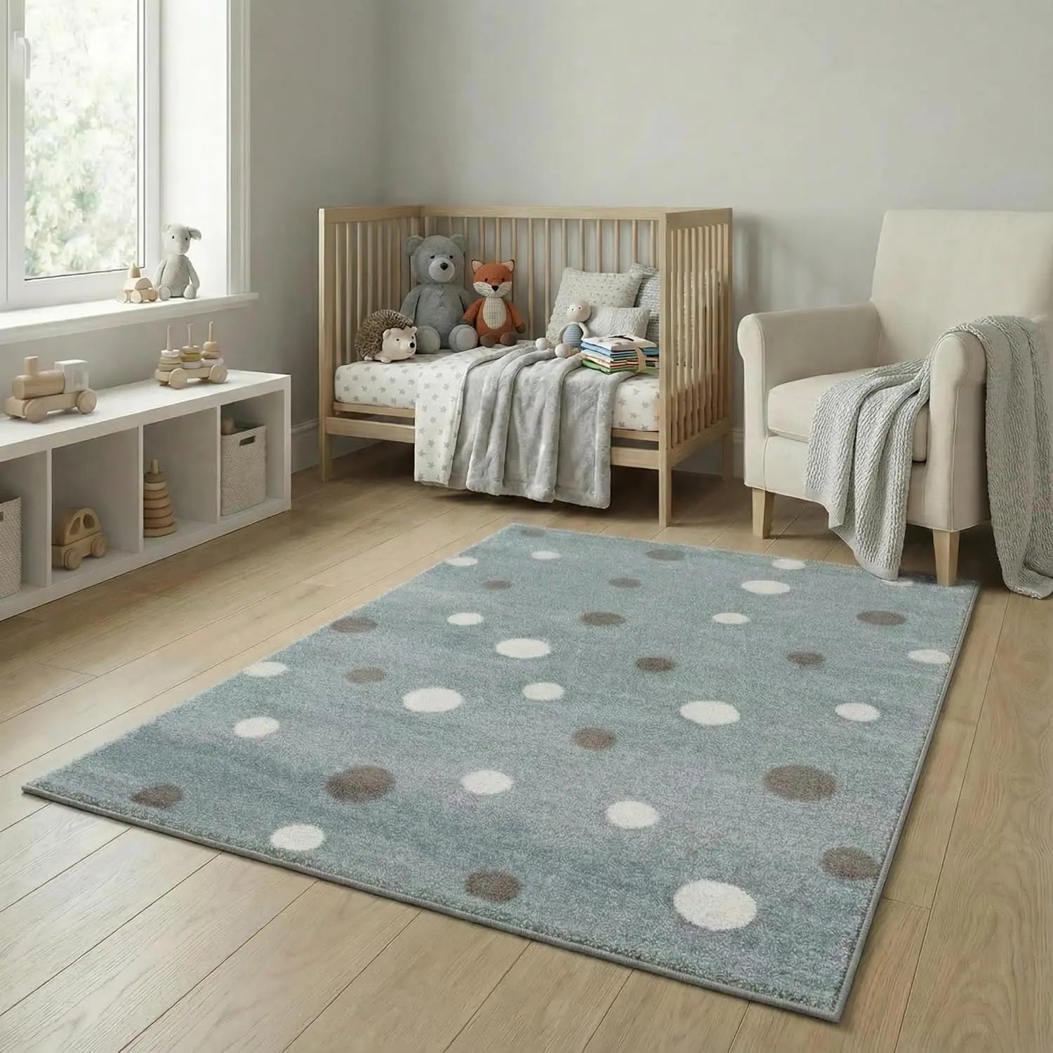 B-Ware Jimri Kinderteppich Läufer Mint Teppich Kinderzimmer Dots Punkte 80 Cm X 150 Cm - 4251699107266