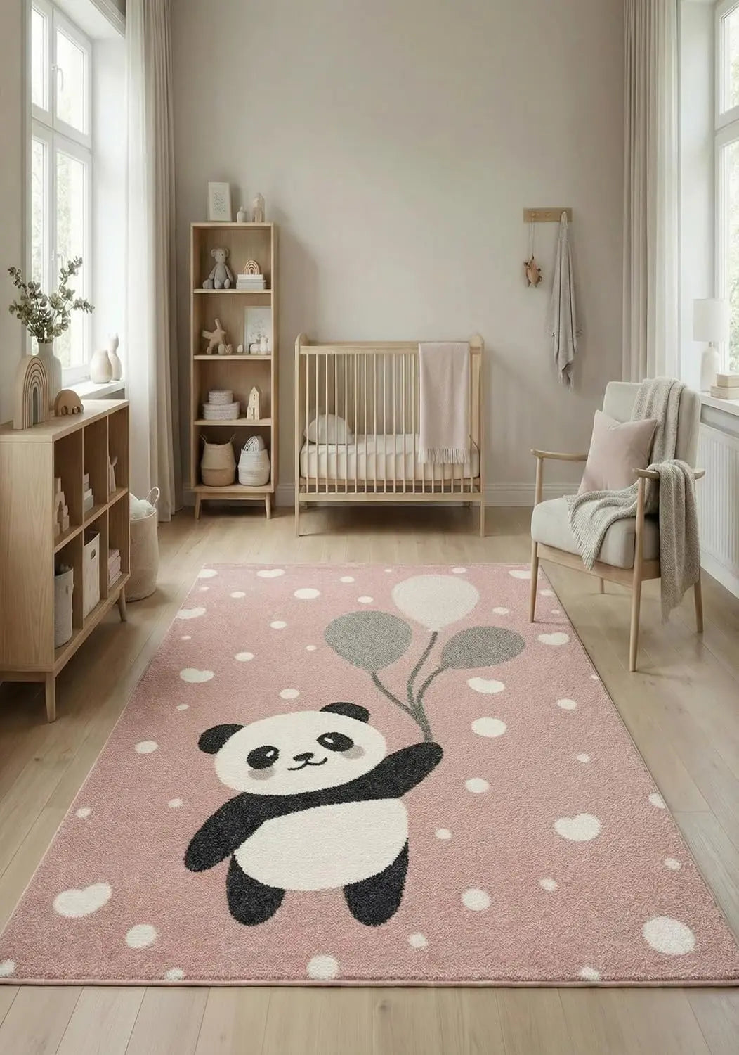 B-Ware Jimri Kinderteppich Läufer Teppich Kinderzimmer Bär Hase Panda Hellrosa 80x150cm - 4251699108003
