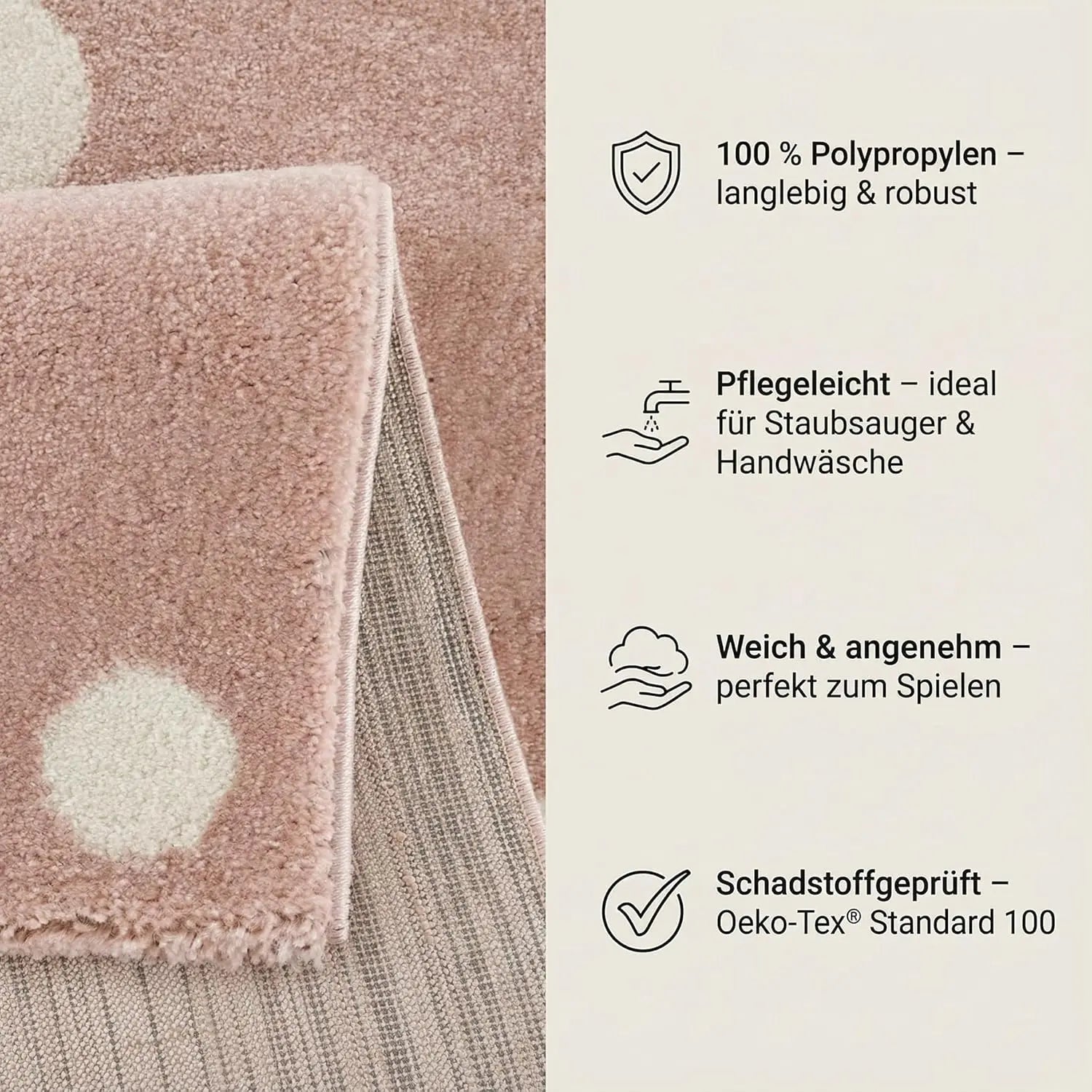 B-Ware Jimri Kinderteppich Läufer Teppich Kinderzimmer Bär Hase Panda Hellrosa 80x150cm - 4251699108003