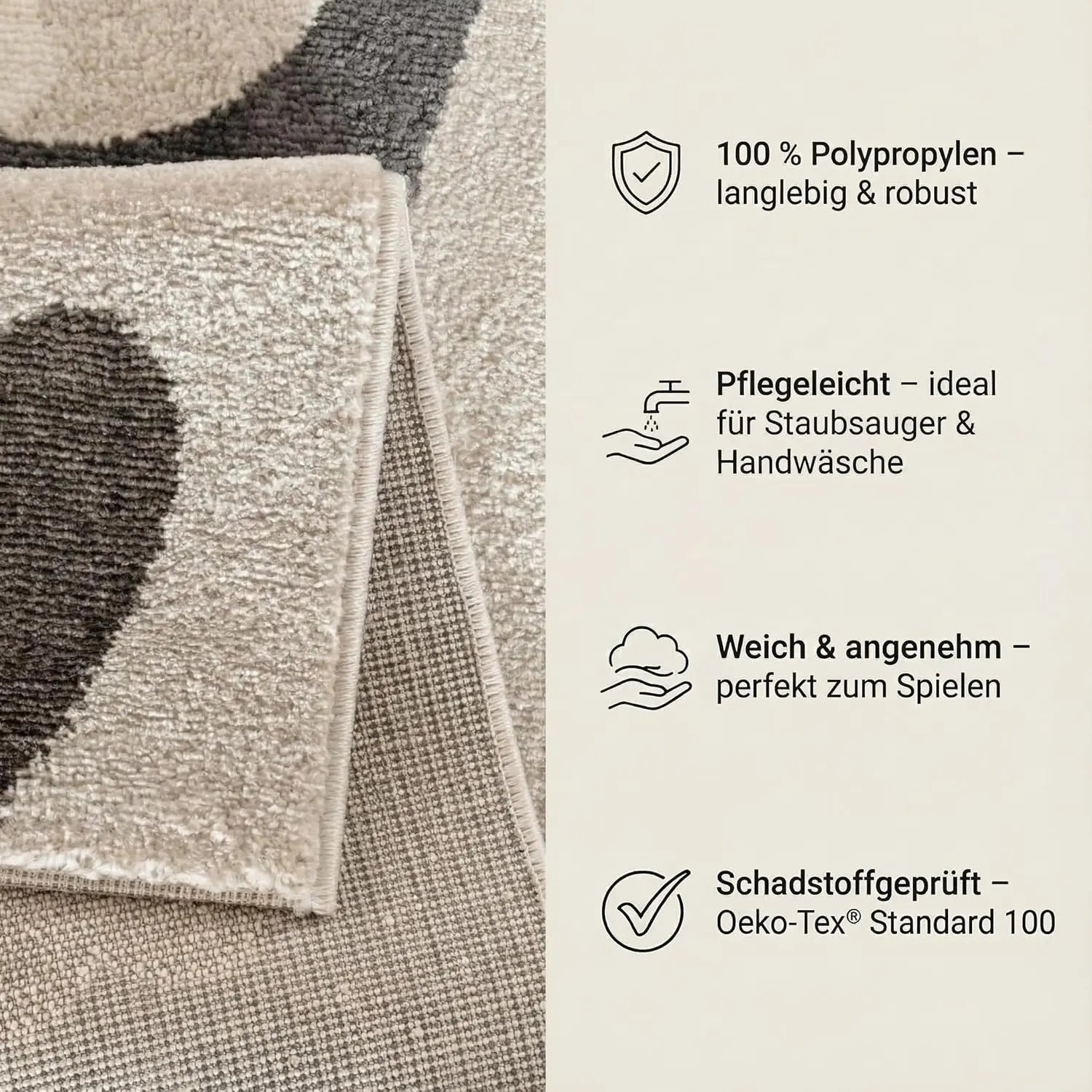 B-Ware Jimri Kinderteppich Teppich Läufer Kinderzimmer Panda Hase Bär Beige 80 X 150 Cm - 4251699108034