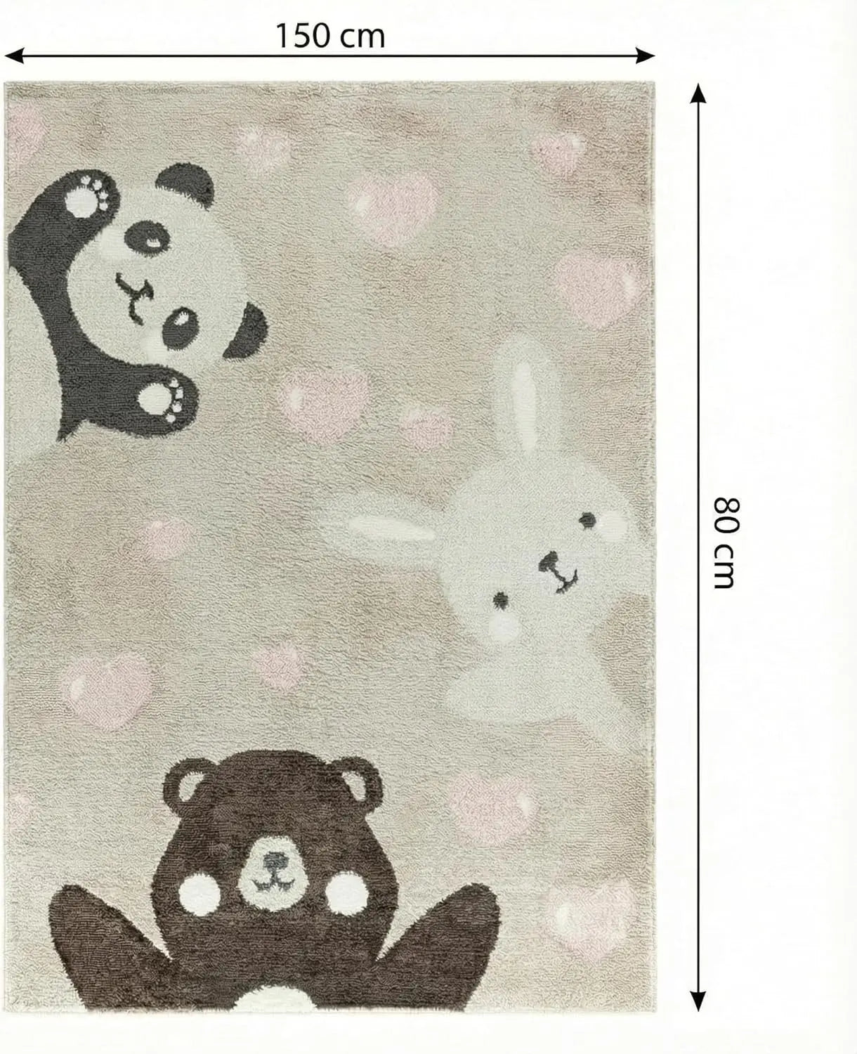 B-Ware Jimri Kinderteppich Teppich Läufer Kinderzimmer Panda Hase Bär Beige 80 X 150218 - 4251699108034