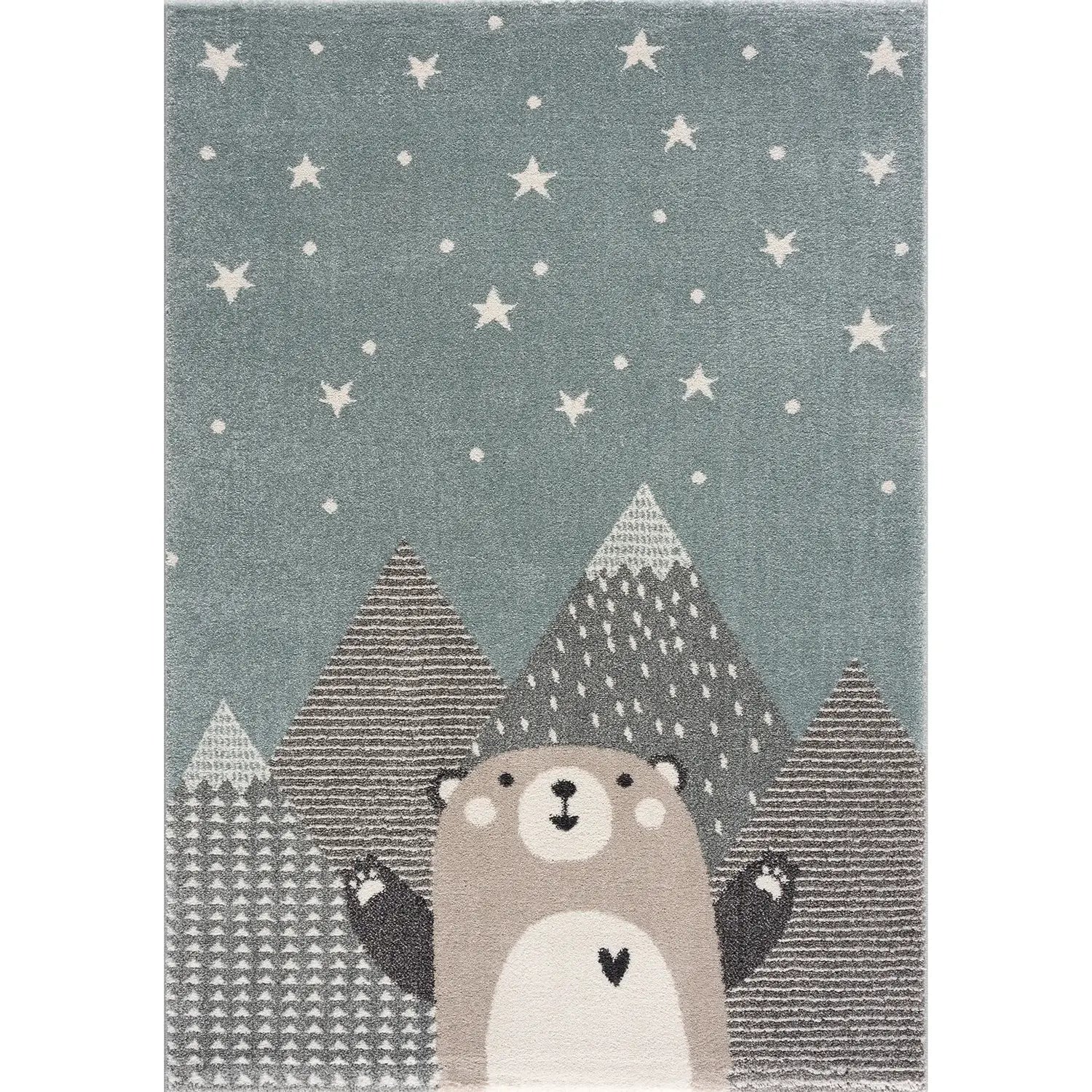 B-Ware Jimri Kinderteppich Spielteppich Teppich Bär Kinderzimmer Mint Türkis 80x150 Cm - 4251699108096