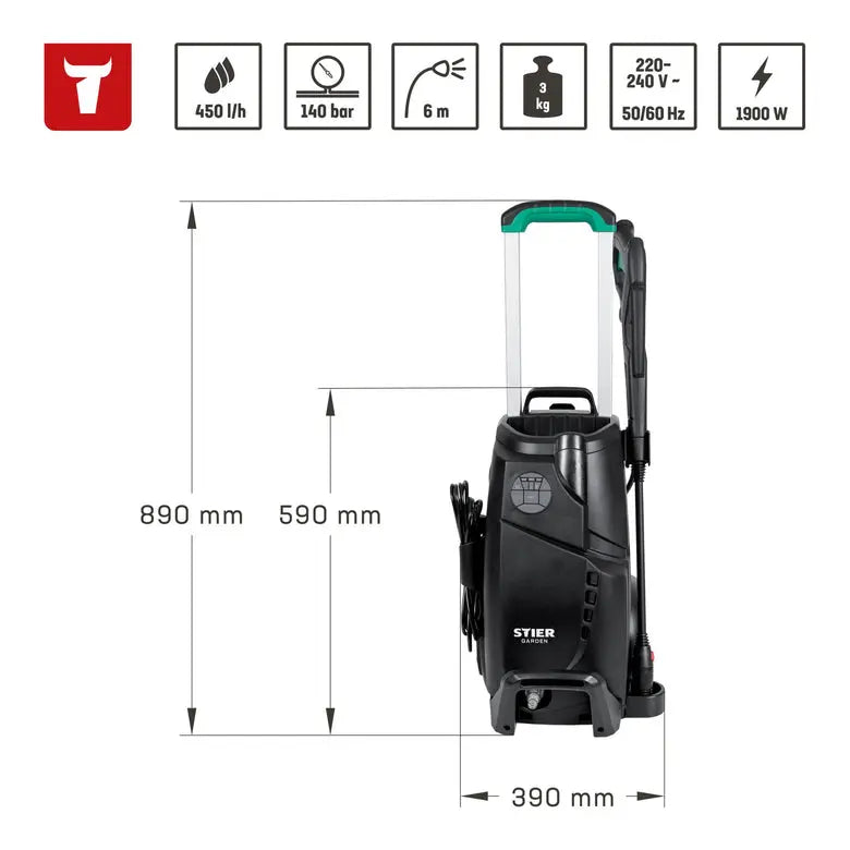 B-Ware Stier Hochdruckreiniger Reinigungsgerät Dig 140 Wasserfilter Schaumsystem 450l/H - 4251709636403