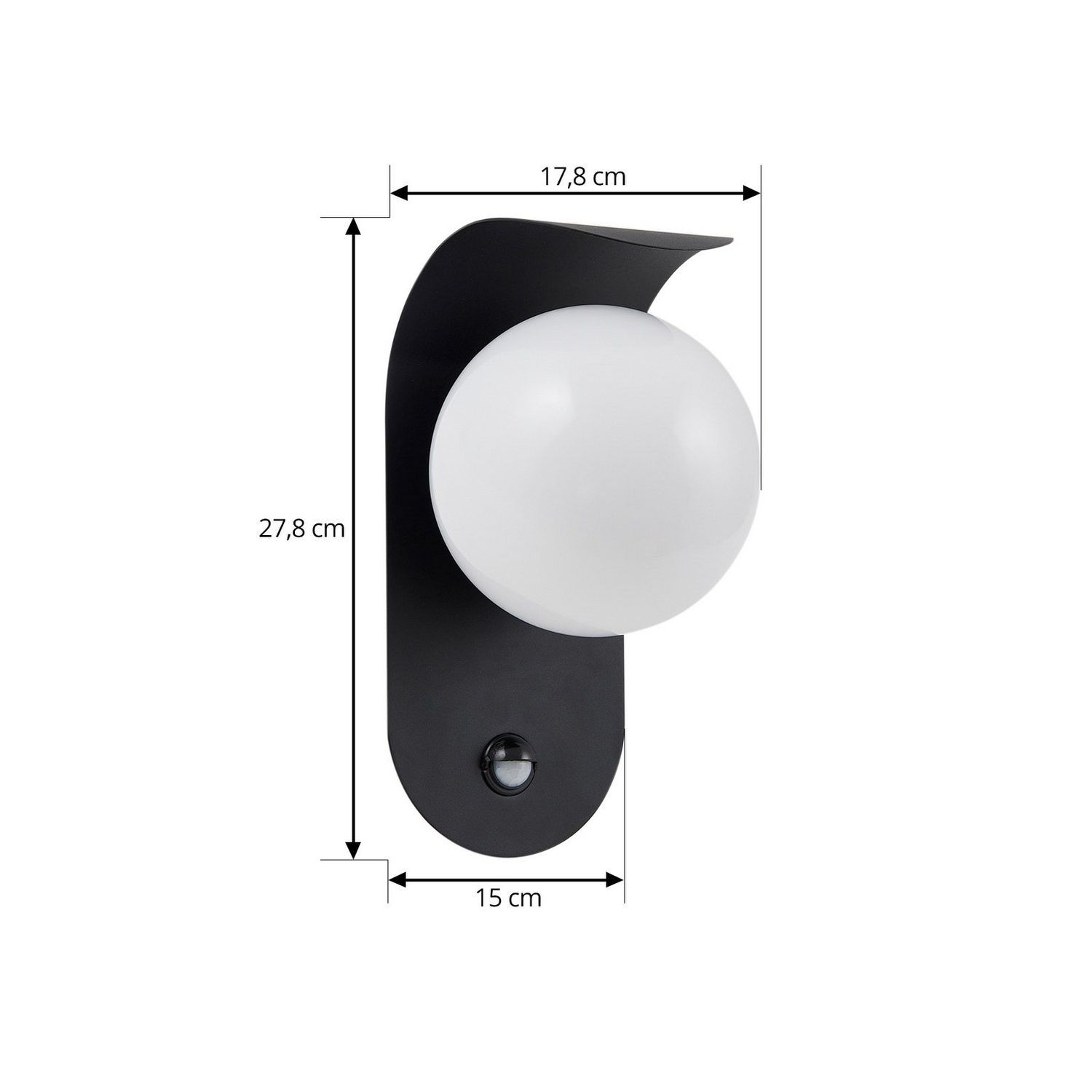 Applique murale extérieure LED Lindby, avec détecteur de mouvement, noir et blanc, aluminium, produit de seconde main.