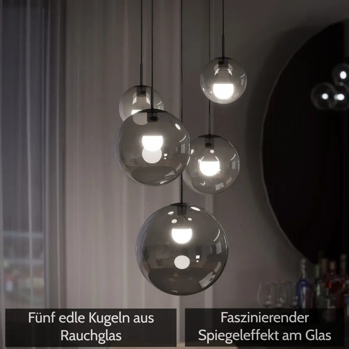 B-Ware Liadomo Pendelleuchte Vetro Cluster Lampe 5 Flammig Rauchglas Rauchfarben Getönt - 4252008714557