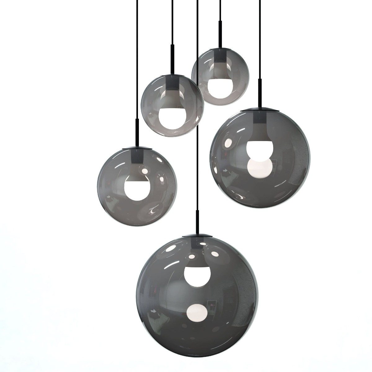 Liadomo Pendelleuchte Vetro Cluster Lampe 5-flammig Rauchglas rauchfarben getönt - 4252008714557