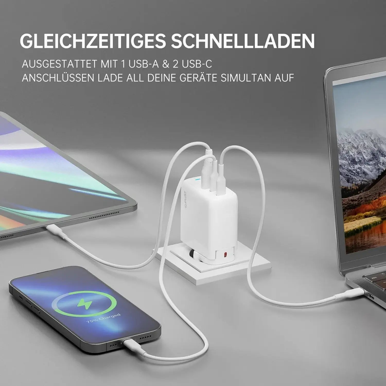 B-Ware 4 Smarts Ladegerät Netzteil Ga N Flex Usb Ladestation 2x Usb C 1x Usb A Weiß 65 W - 4252011903863