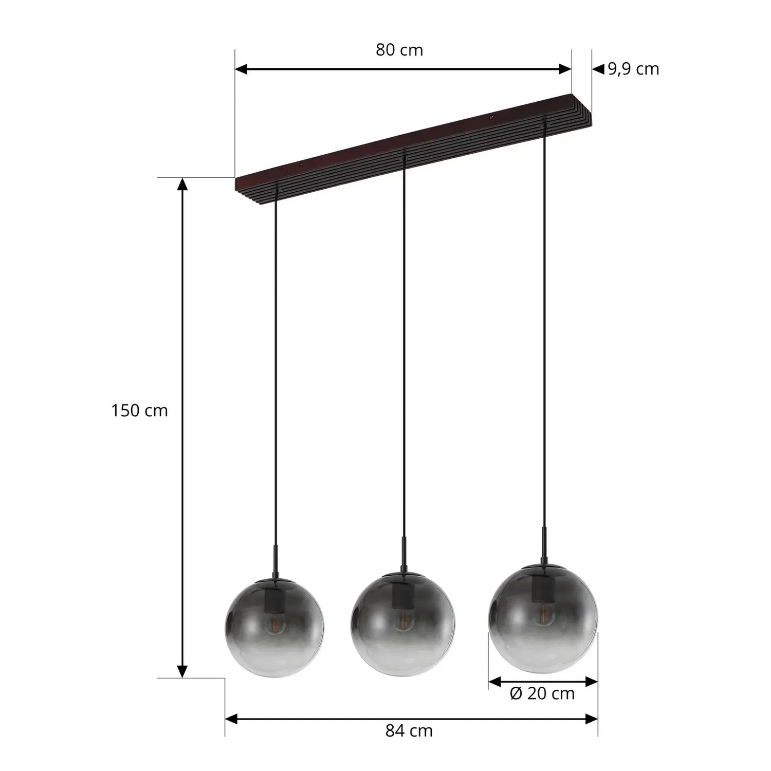 B-Ware Lucande Hängeleuchte Pendelleuchte Veloura Glas Eiche Rauchgrau 3 Flg E27 Led - 4255830901096