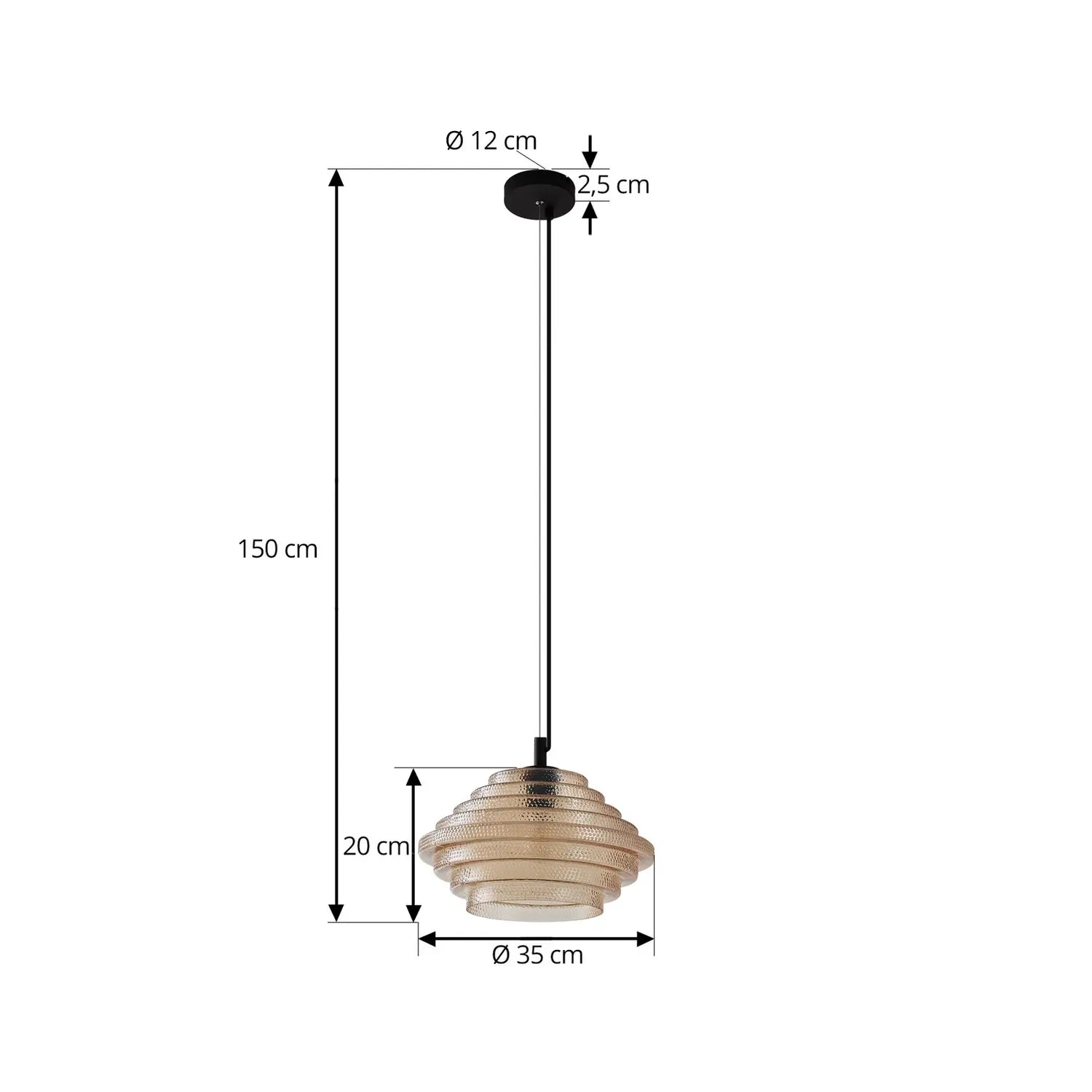 B-Ware Lindby Pendelleuchte Hängelampe Orliana Amber Glas Esszimmer ø 35 Cm E27 Led - 4255830902079