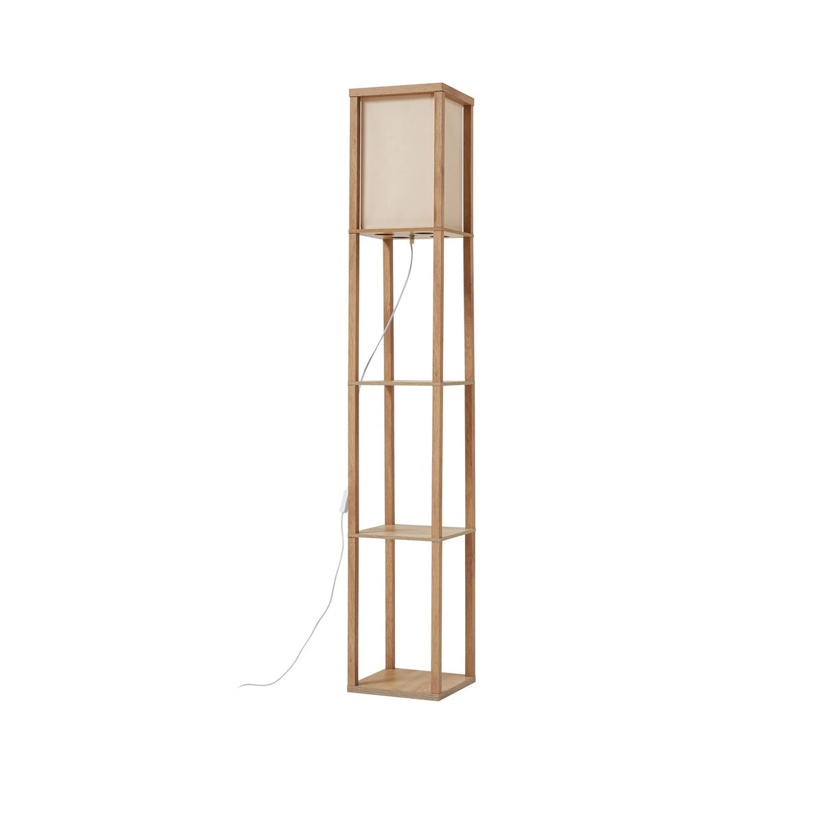 Lindby Stehleuchte Lampen Birta Regal Holz holzfarben weiß Textil Kiefernholz - 4255830903175