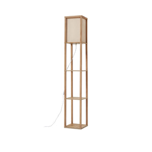 B-Ware Lindby Stehleuchte Lampen Birta Regal Holz holzfarben weiß Textil Kiefernholz