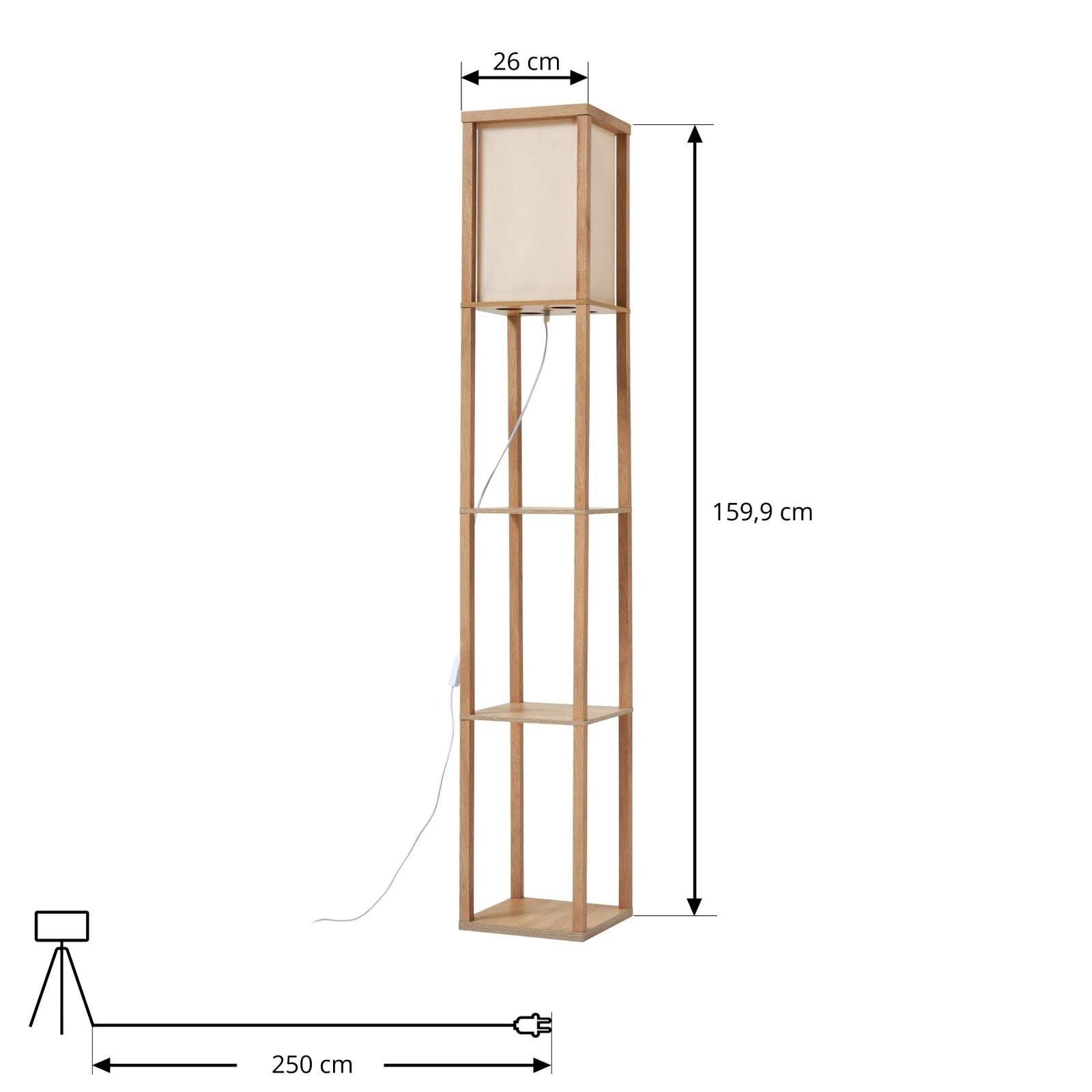 Lindby Stehleuchte Lampen Birta Regal Holz holzfarben weiß Textil Kiefernholz - 4255830903175