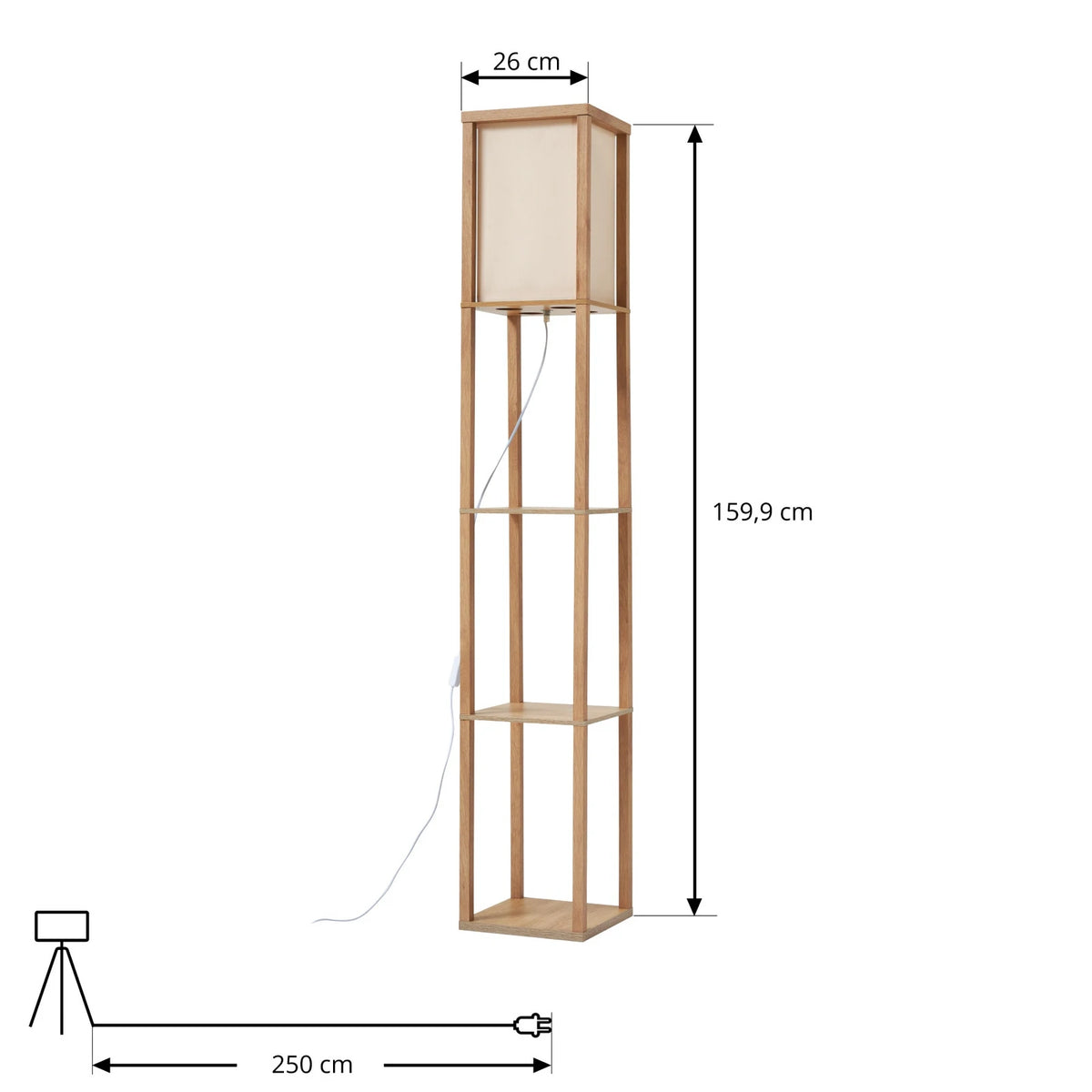 Lindby Stehleuchte Lampen Birta Regal Holz holzfarben weiß Textil Kiefernholz - 4255830903175