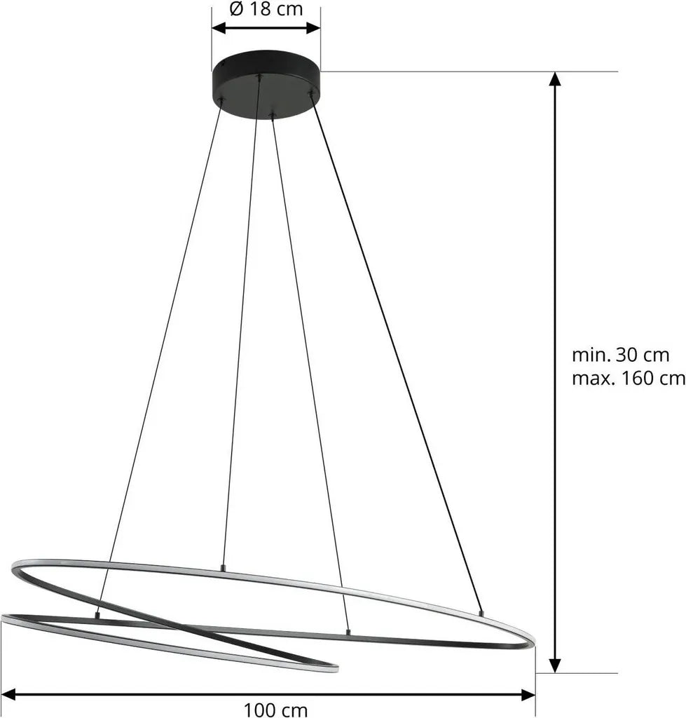 Lucande LED Hängeleuchte Pendelleuchte Beleuchtung schwarz dimmbar 100cm855 - 4255830903779