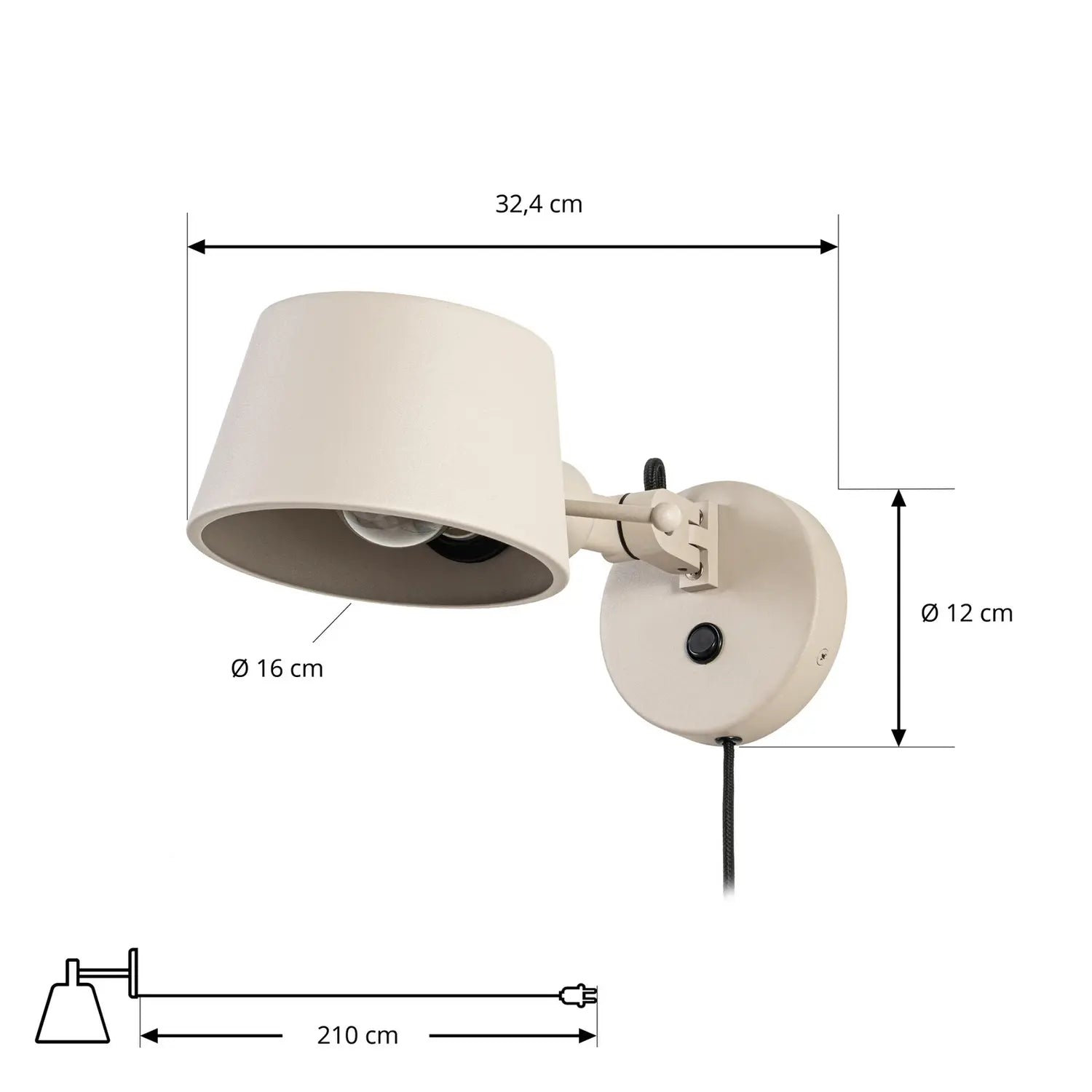 B-Ware Lucande Wandlampe Wandleuchte Silka 14 Cm Stecker Metall Beige Flexibel