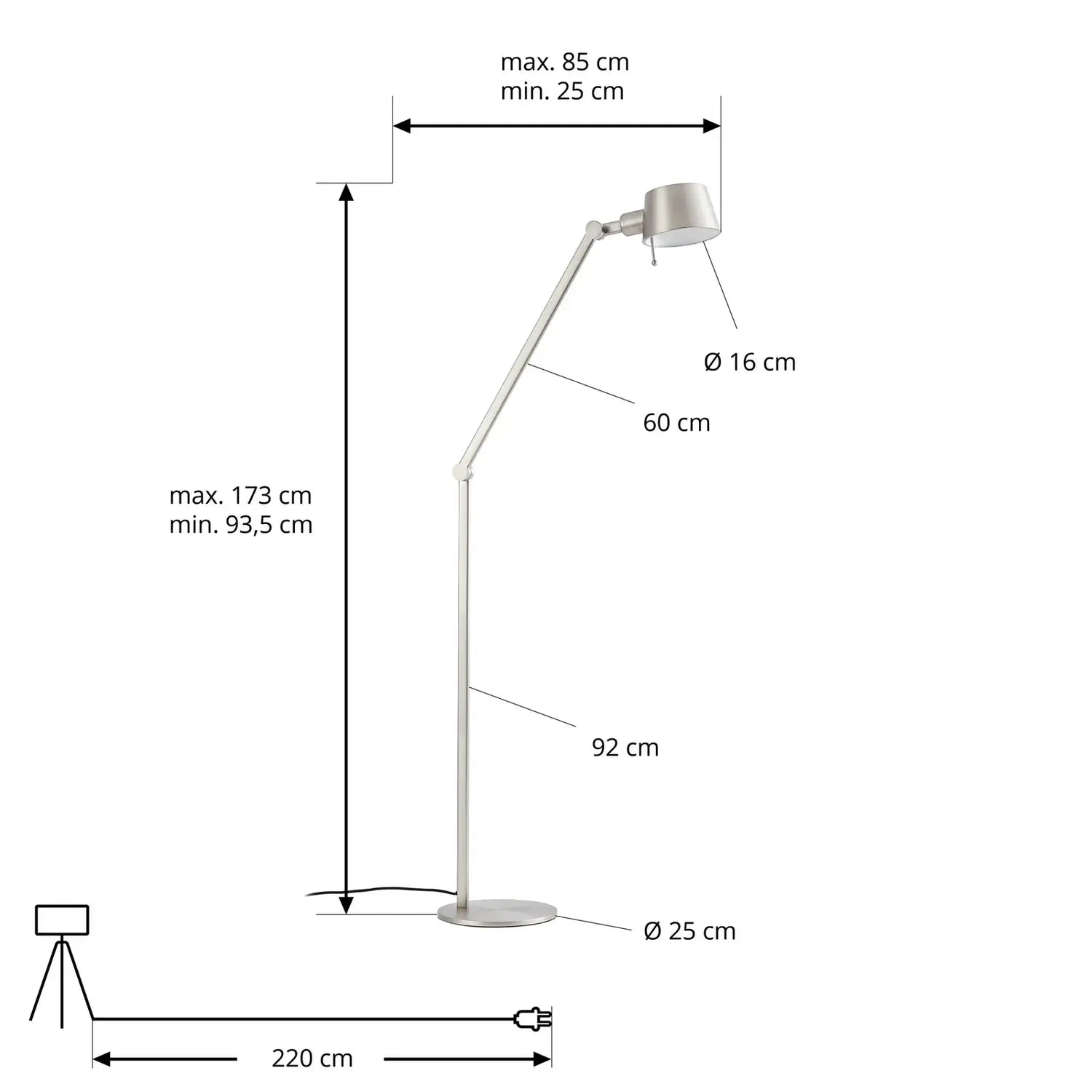 B-Ware Lucande Stehleuchte Standlampe Silka Metall Nickel Schalter Wohnzimmer Büro E27 - 4255830904844
