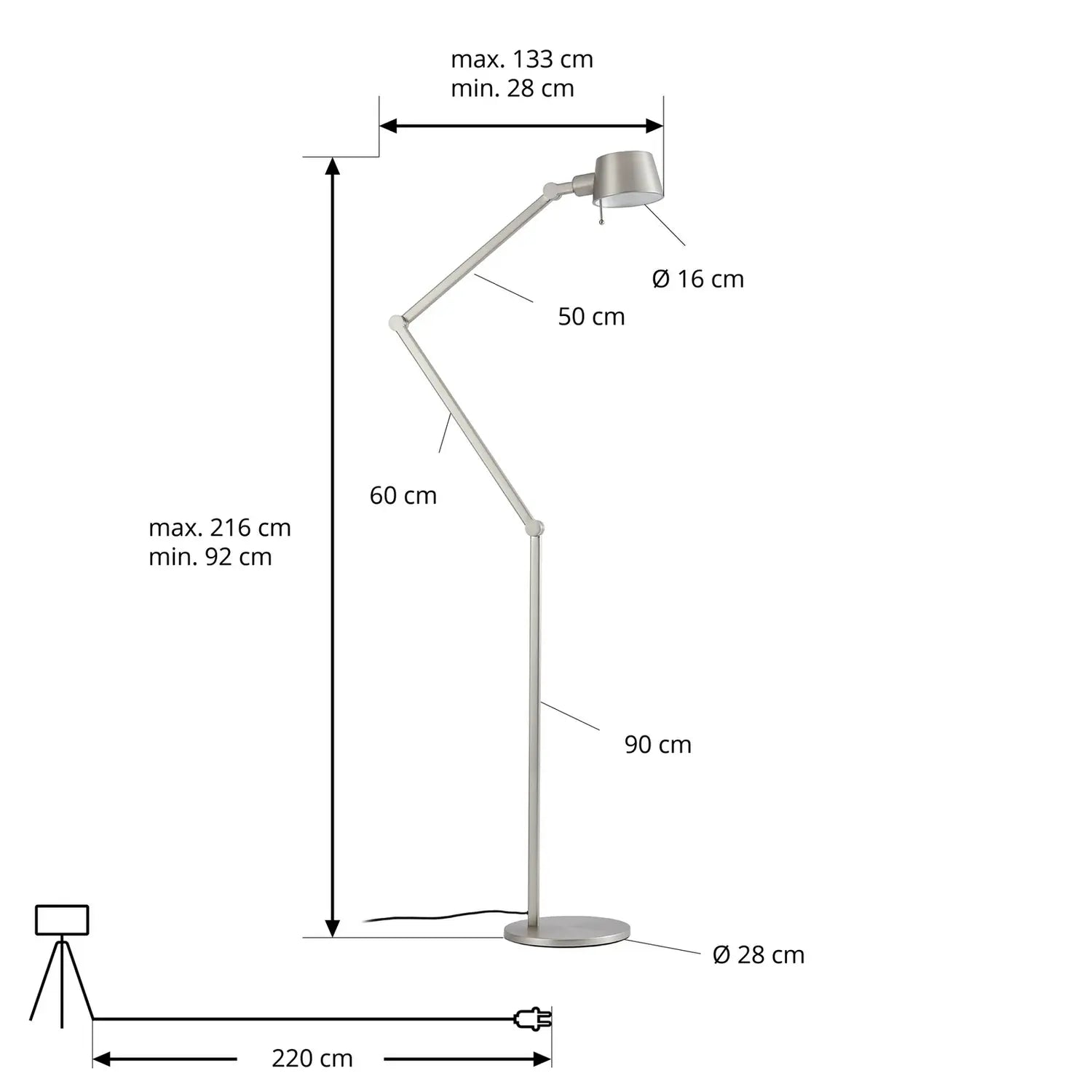 B-Ware Lucande Stehleuchte Standleuchte Silka Nickel Metall Verstellbar E27 216 Cm - 4255830904851