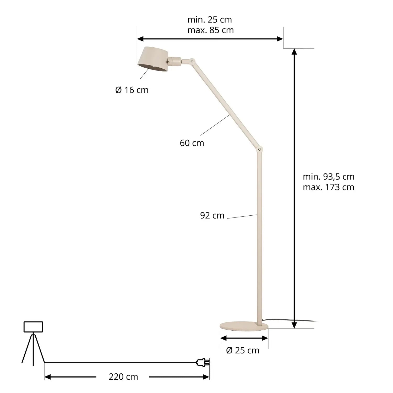 B-Ware Lucande Stehleuchte Standleuchte Silka Leuchte Beige Metall Verstellbar E27 Led - 4255830904882