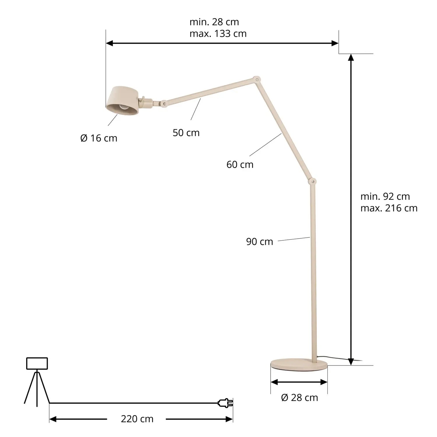 B-Ware Lucande Stehleuchte Stehlampe Silka E27 Led Beige Verstellbar 216 Cm Lampe Licht - 4255830904899