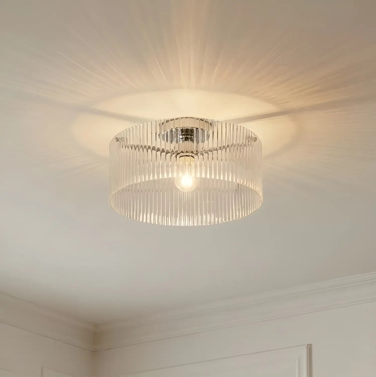 B-Ware Lucande Deckenleuchte Deckenlampe Meritt Glas Chrom Klar E27 Led ø 40 Cm Lampe - 4255830906077