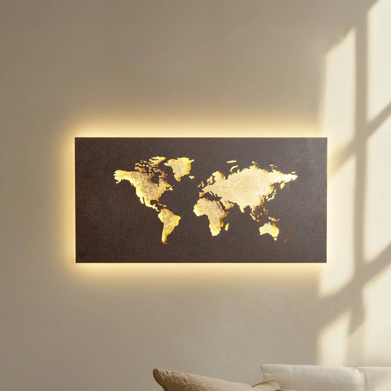 B-Ware Lucande Wandleuchte Wandlampe Led World Metall Rost Gold Weltkarte 60 X 30 Cm - 4255830906435