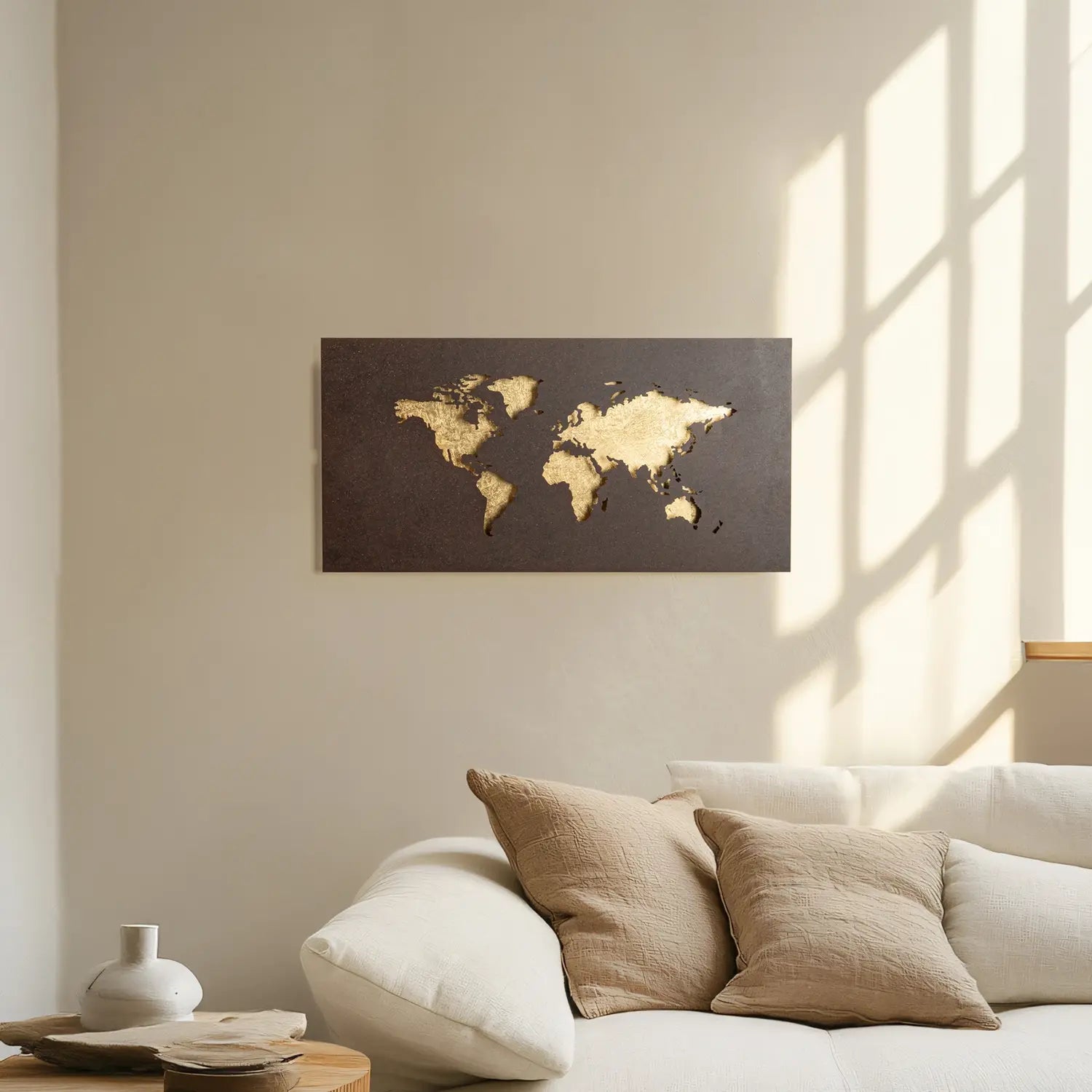 B-Ware Lucande Wandleuchte Wandlampe Led World Metall Rost Gold Weltkarte 60 X 30 Cm - 4255830906435