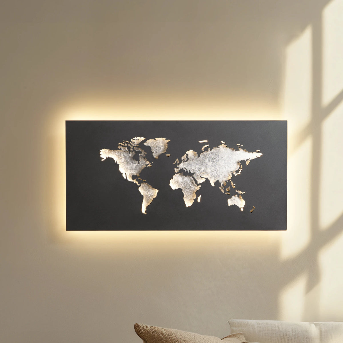 Lucande Wandleuchte Wandlampe LED Lampe World schwarz silber Metall 60 x 30 cm - 4255830906442