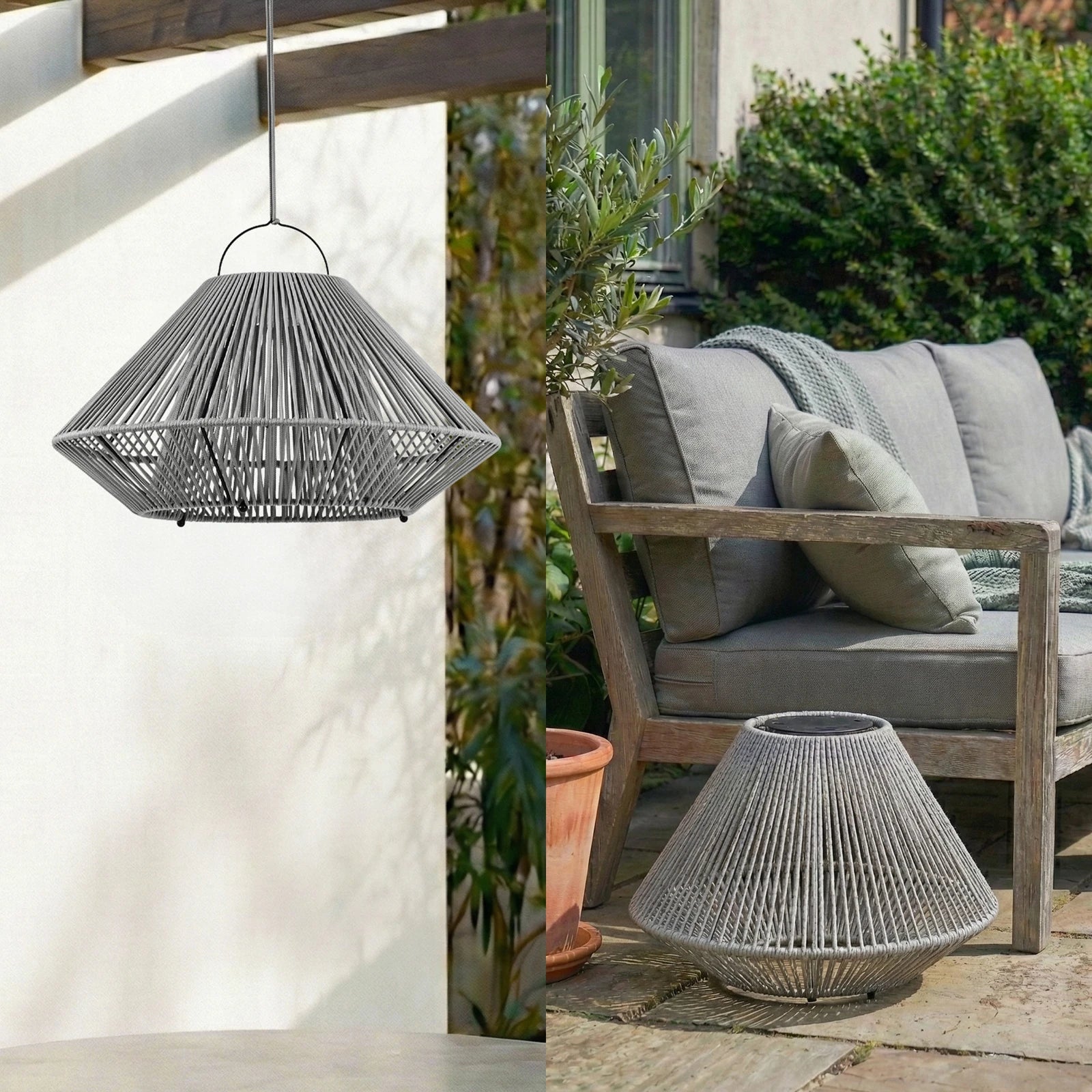 Lindby Hängeleuchte Pendelleuchte LED Solarleuchte Grau USB IP54 Balkon Terrasse - 4255830909467