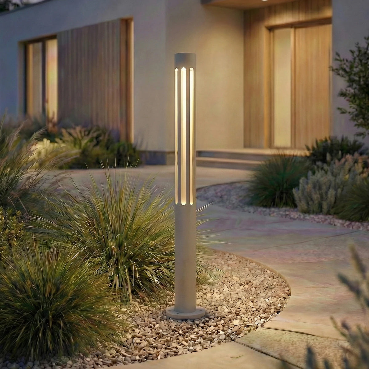 Lindby Wegeleuchte Wegelampe LED Fjorya grau Aluminium Außenbeleuchtung 60 cm - 4255830909542