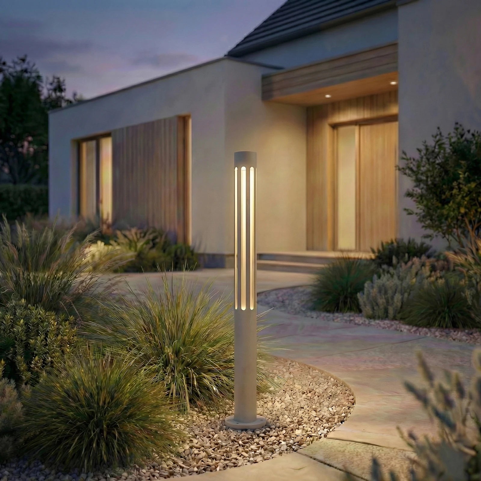 Lindby Wegeleuchte Wegelampe LED Fjorya grau Aluminium Außenbeleuchtung 60 cm - 4255830909542