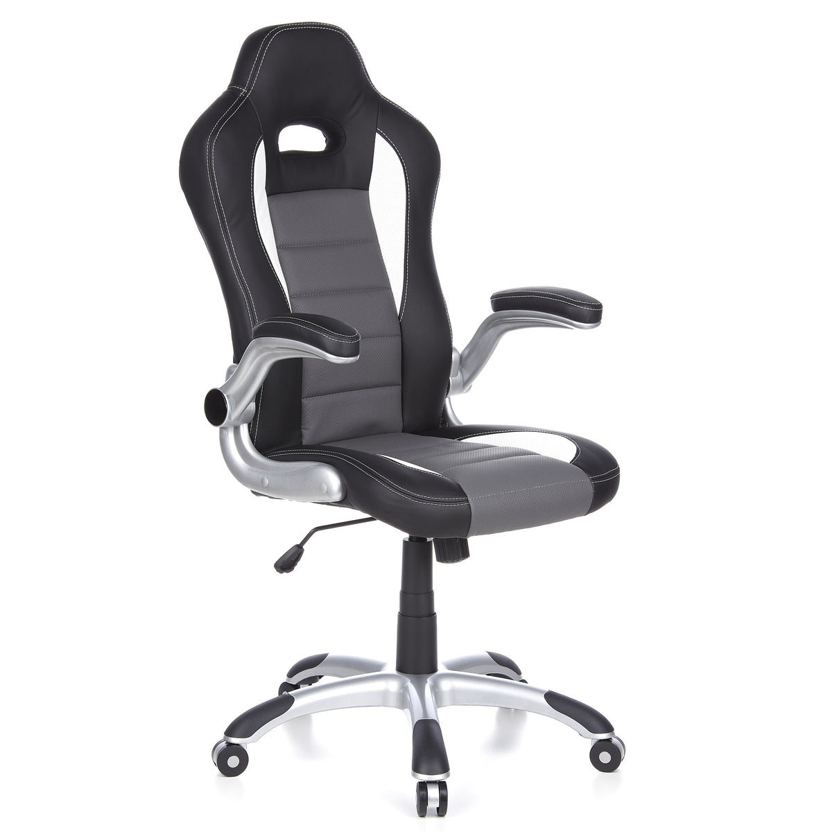 hjh OFFICE Gaming Stuhl Drehstuhl Bürostuhl Kunstleder schwarz grau Armlehnen - 4260182550618