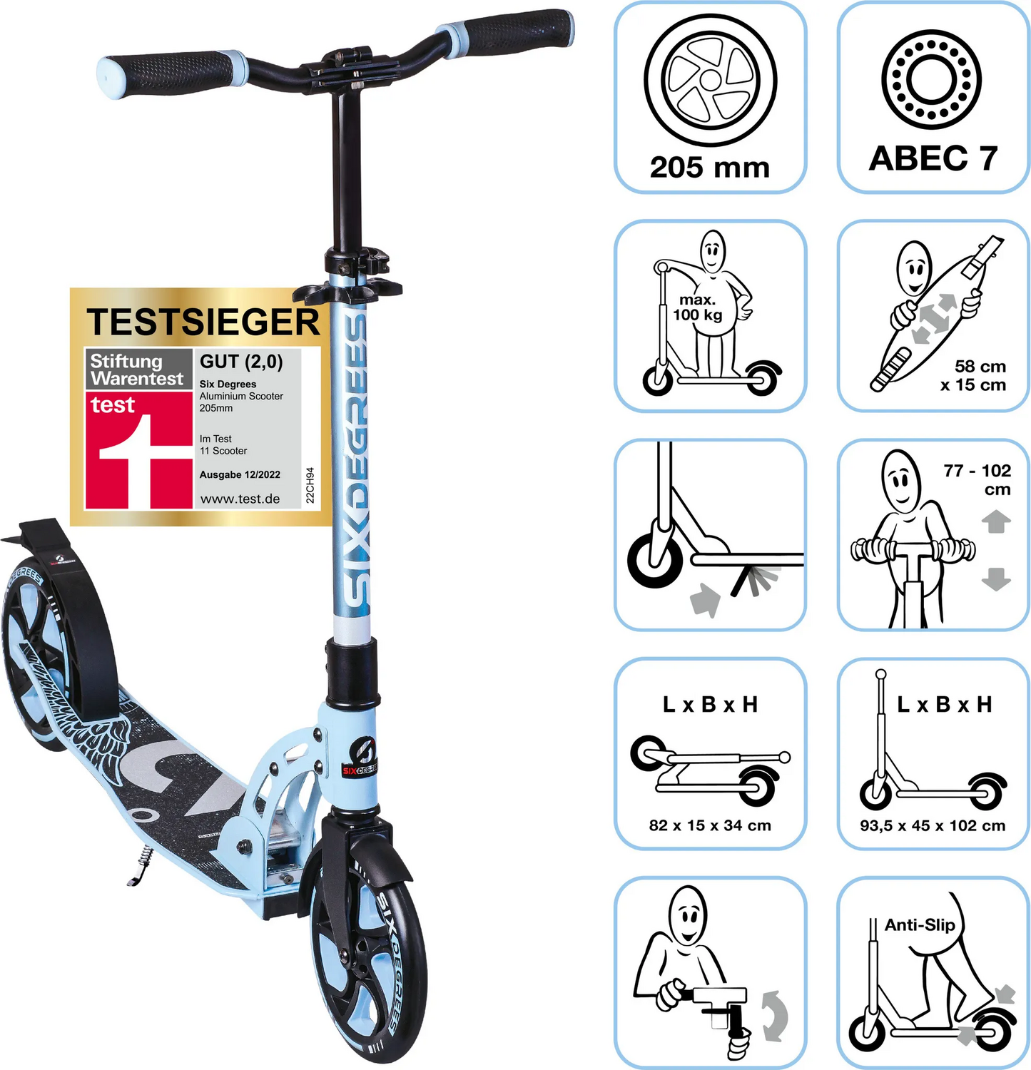 B-Ware Authentic Sports & Toys Alu Scooter Roller Kickroller Cityroller Kick Roller