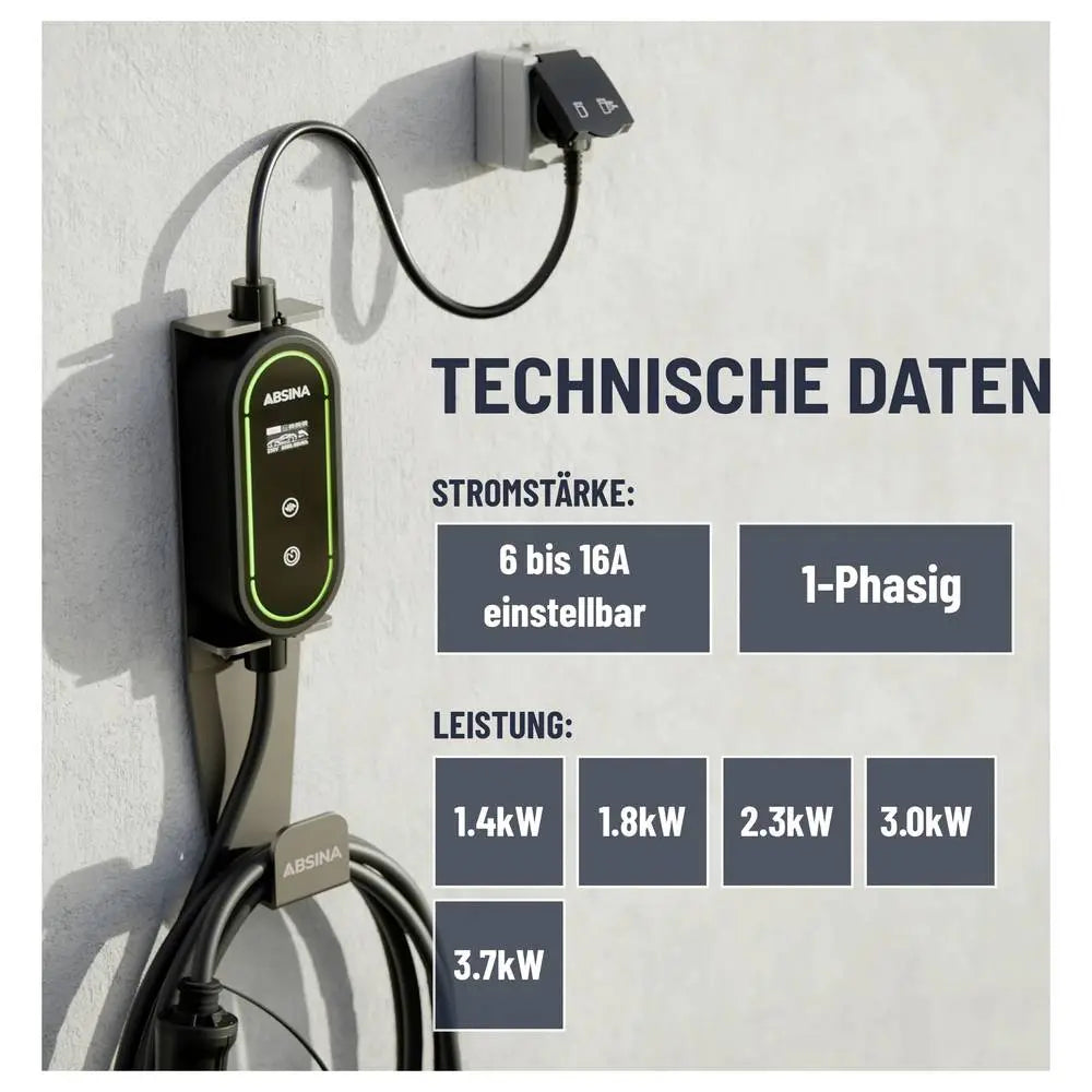 B-Ware Absina Ladekabel 301019 Kabel E Mobility Typ 2 Mode 2 Schutzkontaktstecker 6 M - 4260368689958