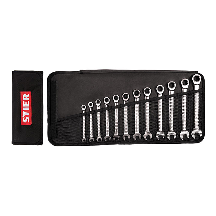 B-Ware Stier Maul Ringratschenschlüssel Satz Sw 8   19 Mm 12 Tlg Chrom Vanadium Stahl - 4260438995231