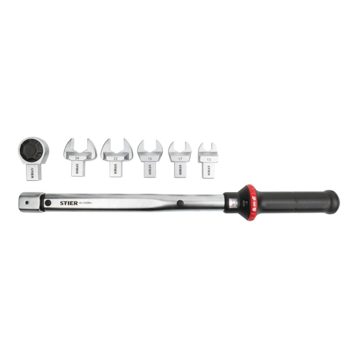 Stier Drehmomentschlüssel Multi+ Aufsteckwerkzeug Set Vierkant 7teilig 40 200 Nm  B-Ware - 4260439008602