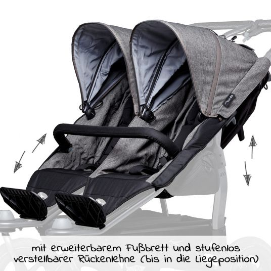 Tfk 2 Sportsitze Für Duo Kinderwagen   Xxl Komfort Sitz Inkl. Wetterschutz Grau B-Ware - 4260484178428