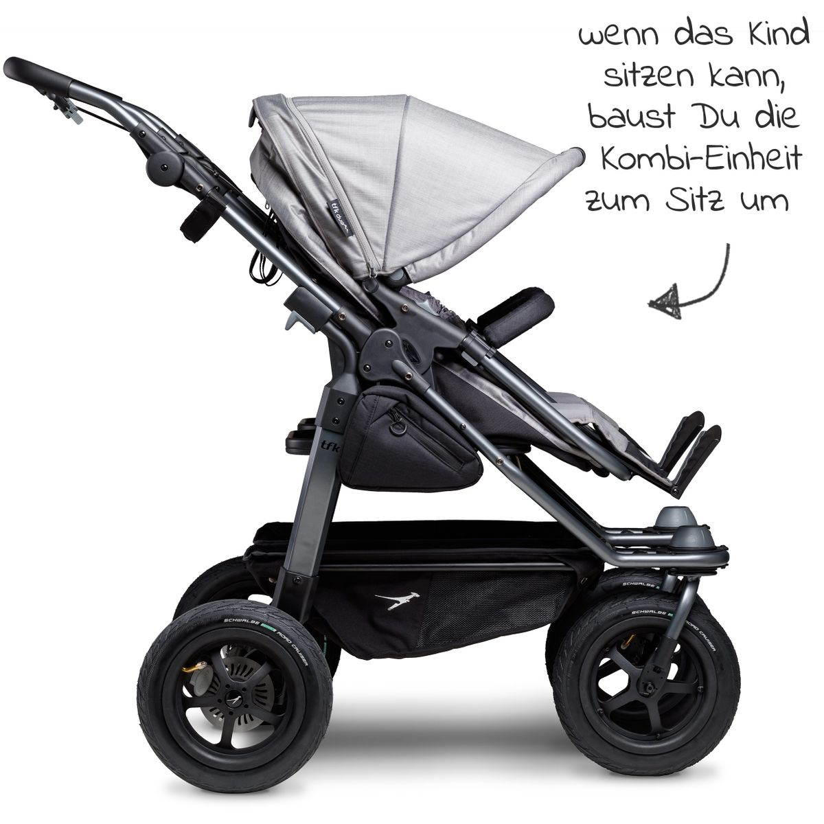 Tfk Kombi Einheit (1 X Wanne & Sitz) Kinderwagenaufsatz Für Duo   Premium Grau B-Ware - 4260484179289