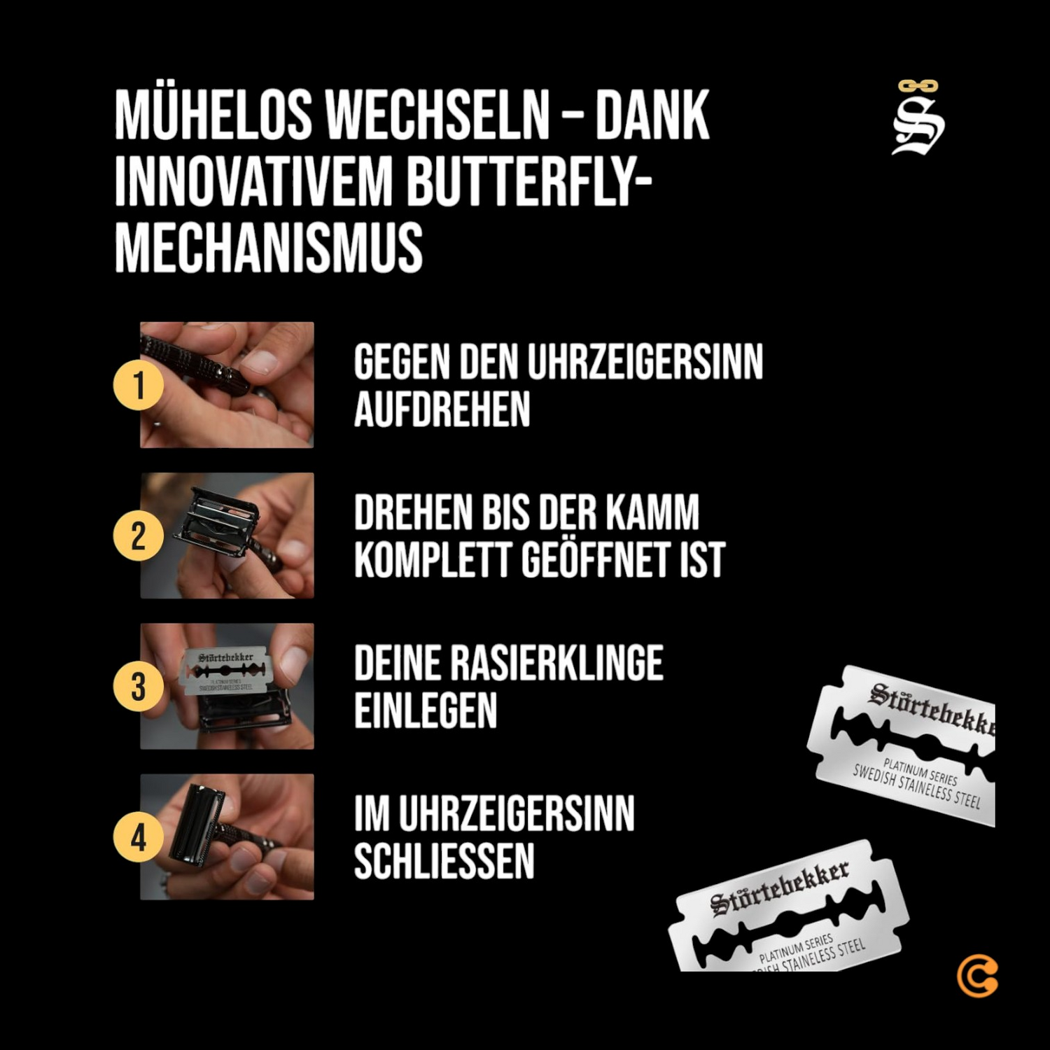 Coffret de rasage Störtebekker pour homme, lames de rasoir, étui de voyage en cuir, produit d'occasion.