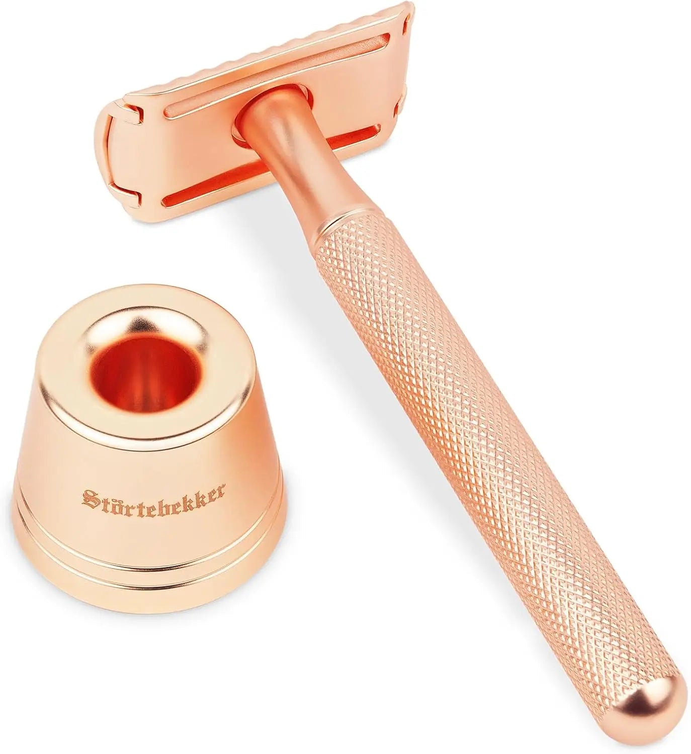 B-Ware Störtebekker Rasierhobel Set Rasierer Oslo 10 Klingen Ständer Rose Gold Guide - 4260554494014