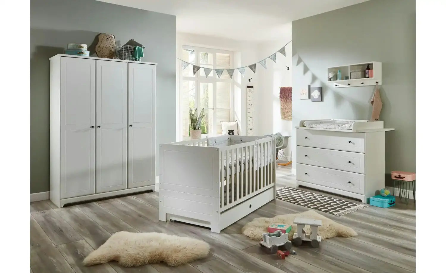 B-Ware Arthur Berndt Möbelfabrik Bettschubkasten Schublade Weiß Rollen Holz 137x63x16 - 4260633363927