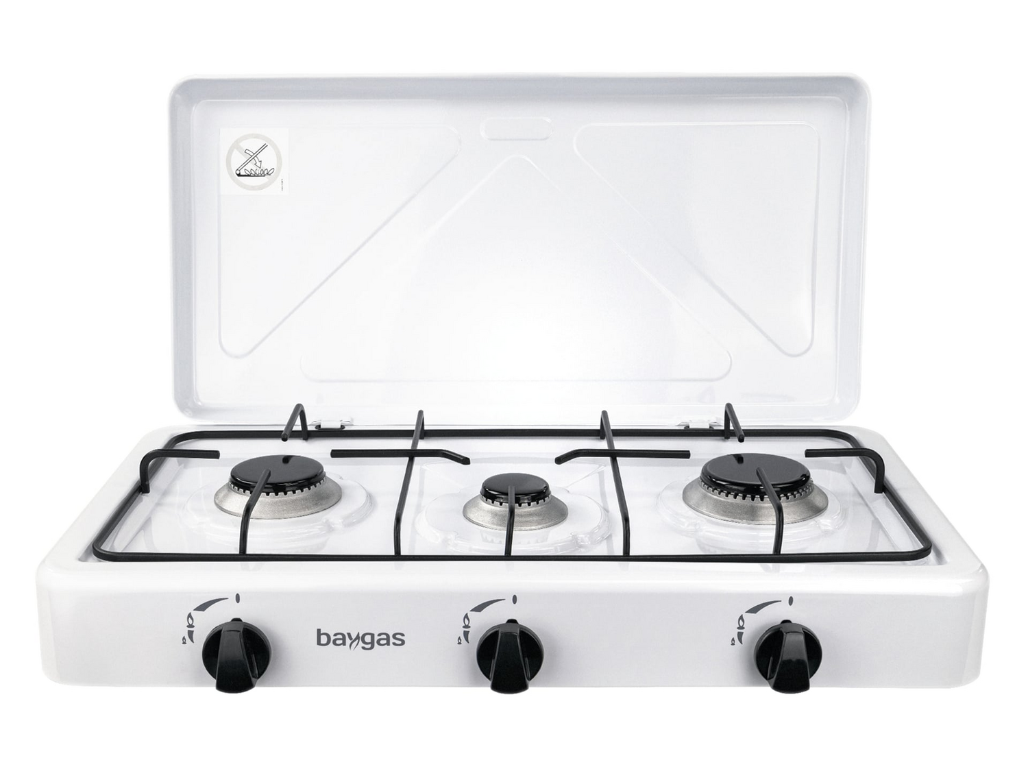 Baygas Mobiler Gaskocher Campingkocher 3 Flammig Mobiler Outdoorkocher Herd Weiß B-Ware - 4260657786658