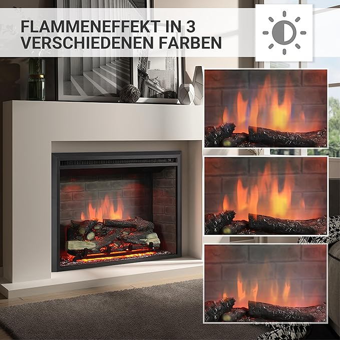 Balderia Elektrokamin Einbaukamin 3 D Flammeneffekt Fernbedienung Kamin 2000 W  B-Ware - 4260672443321
